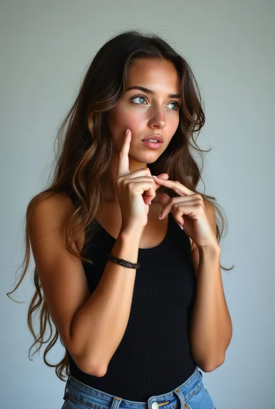 Thoughtful Young Woman Posing With Hand On Chin