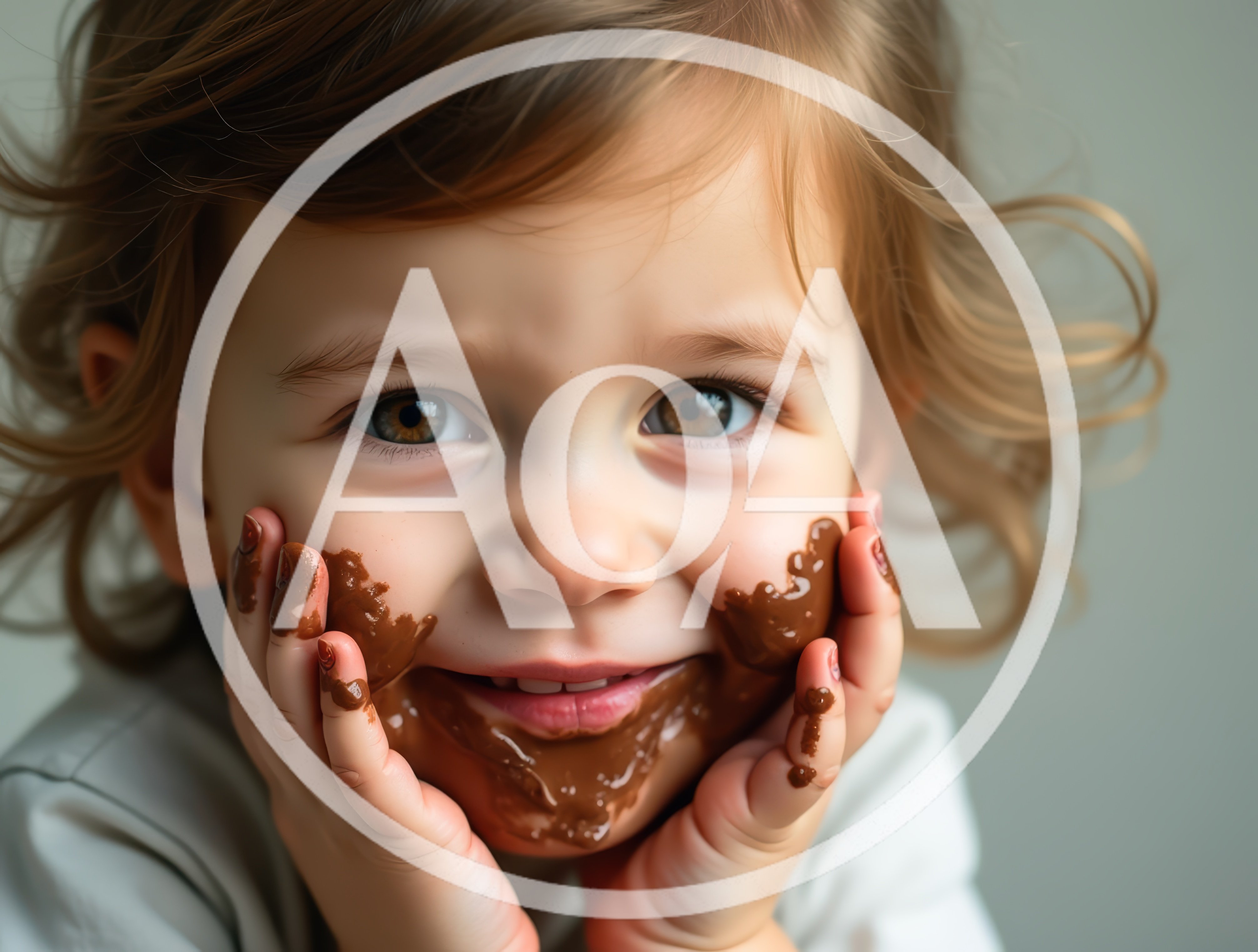 Toddler With Face Covered In Chocolate