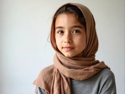 Portrait Of A Young Girl Wearing A Hijab