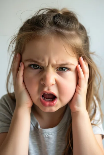 Frustrated Young Girl Holding Her Head In Anger