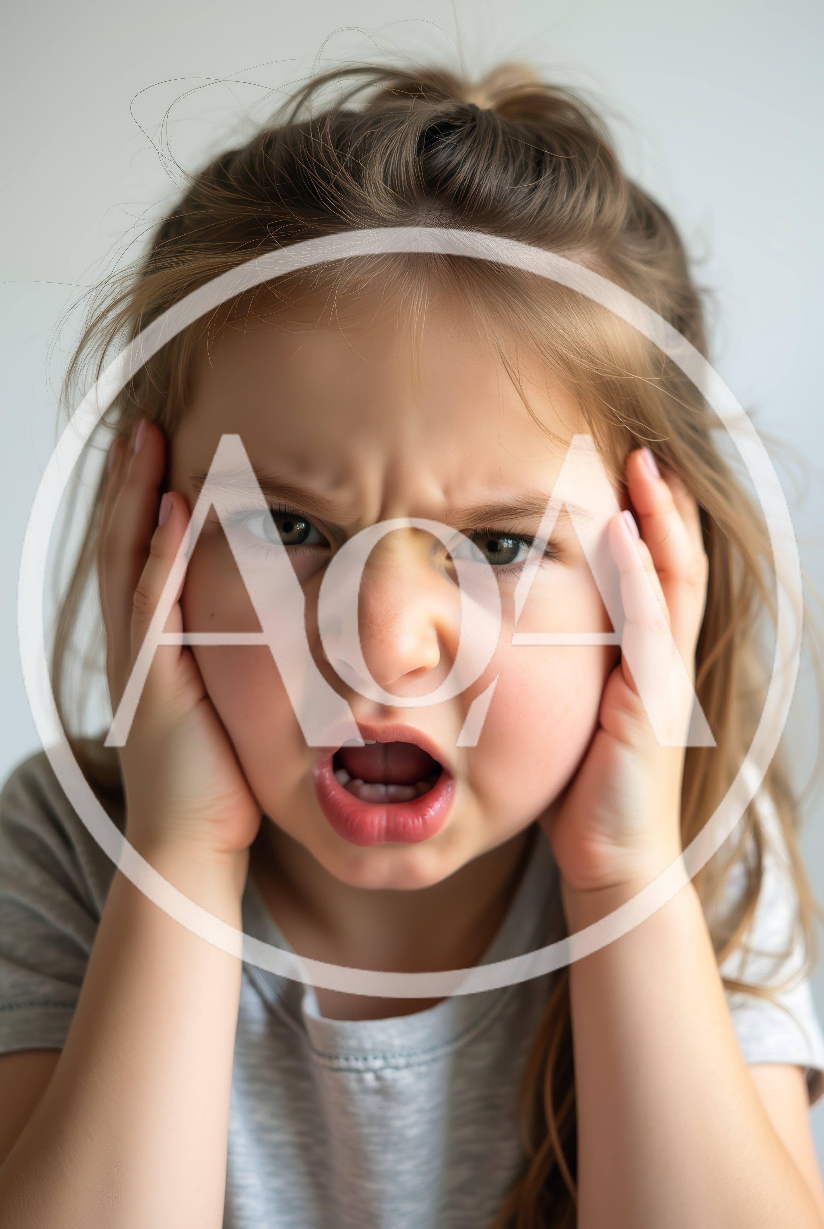 Frustrated Young Girl Holding Her Head In Anger
