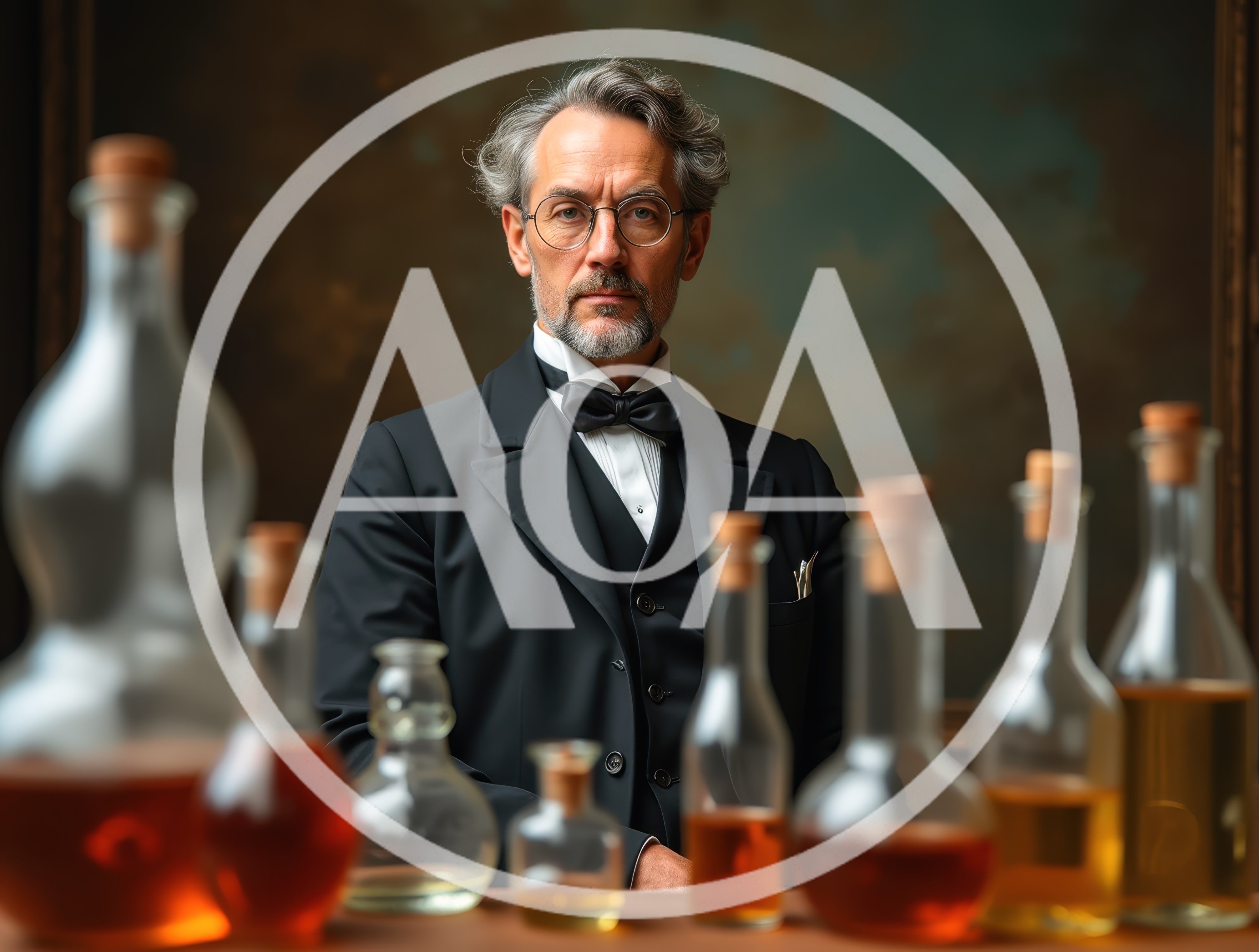 Distinguished Victorian Gentleman With Apothecary Bottles