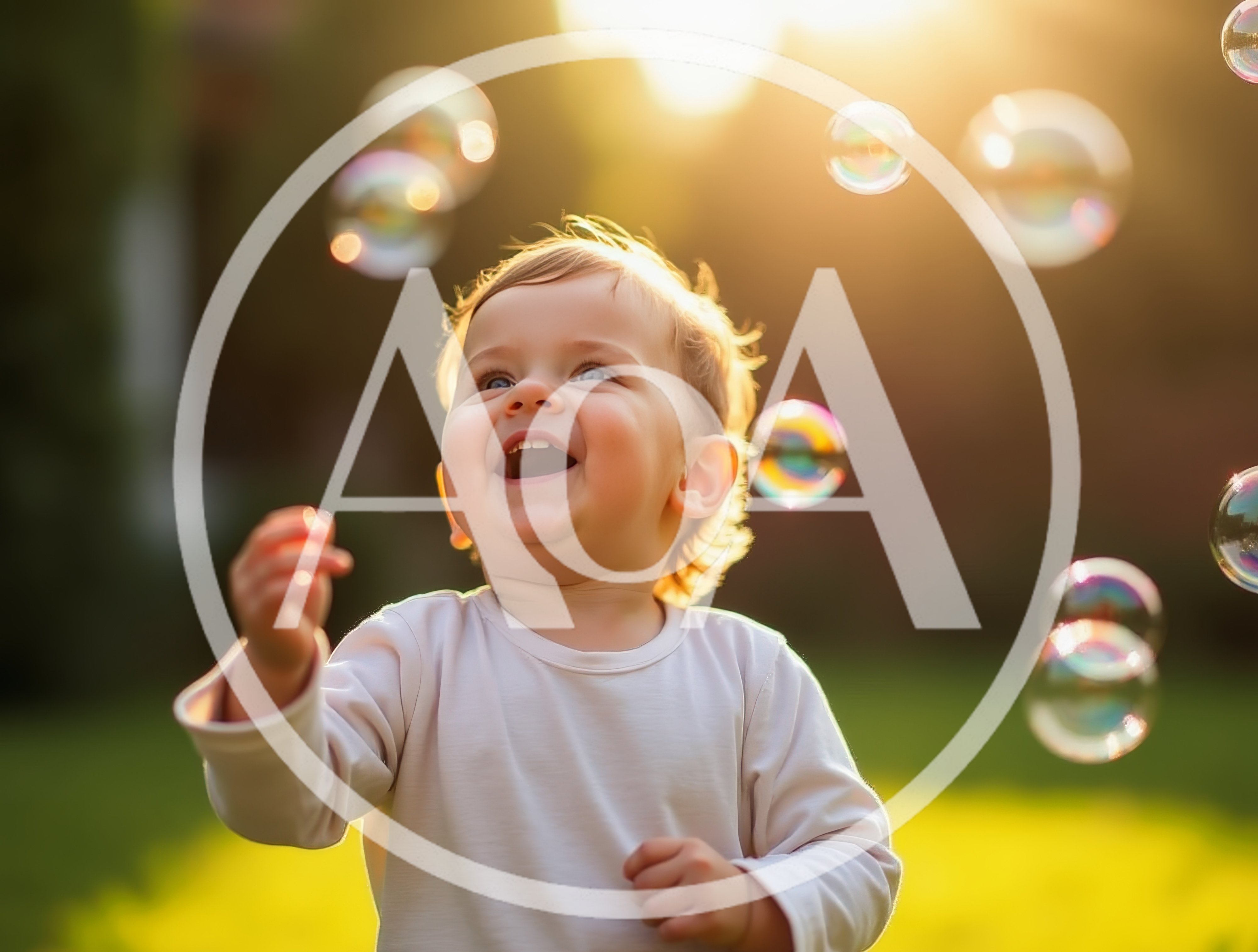 Happy Toddler Playing With Bubbles Outdoors