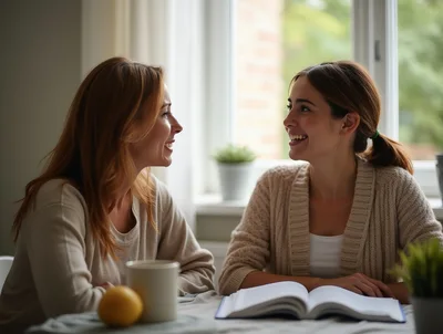 Two Women Having A Friendly Conversation At Home