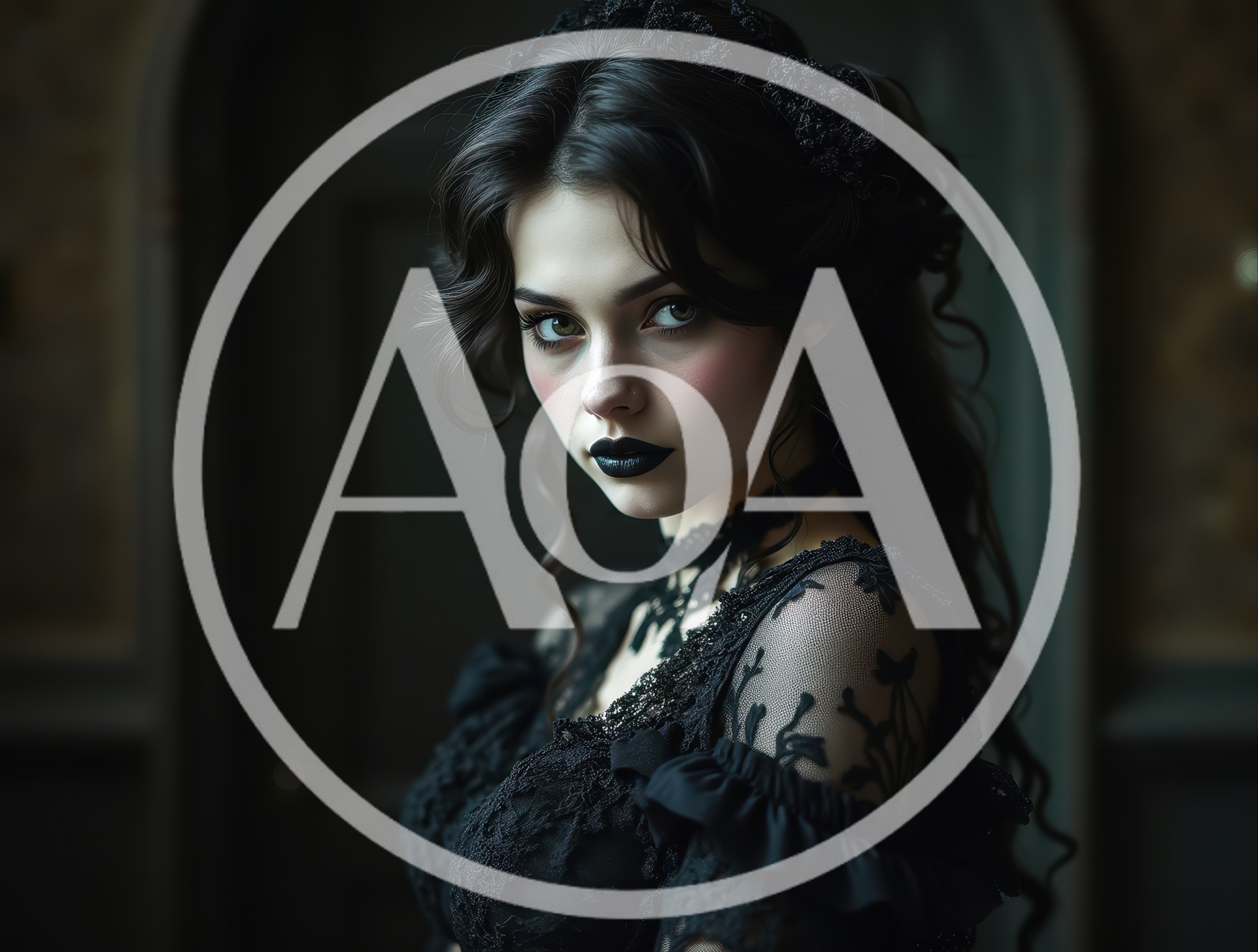 Gothic Woman With Dark Makeup In Victorian Attire