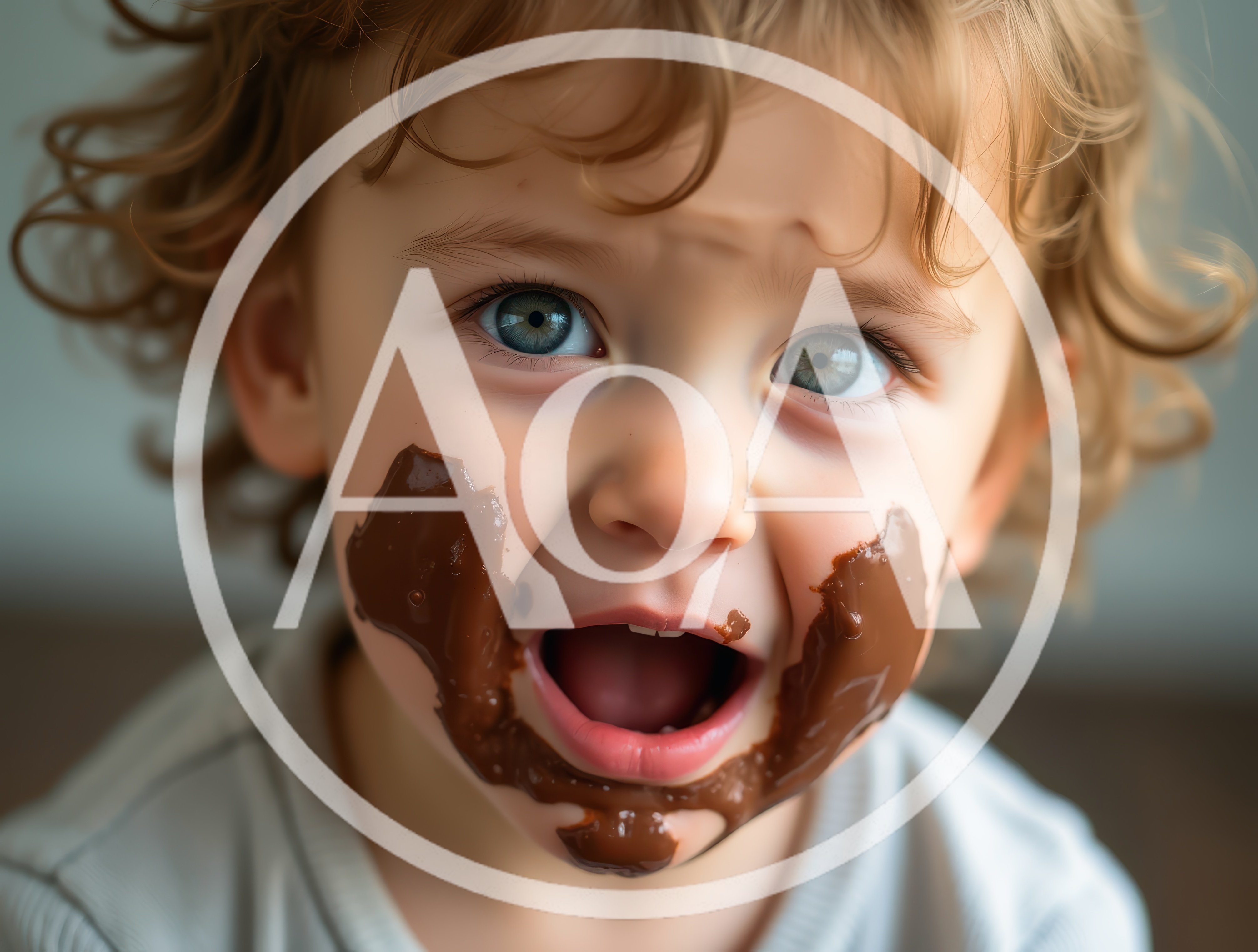 Toddler With Chocolate Smudged Face Looking At Camera