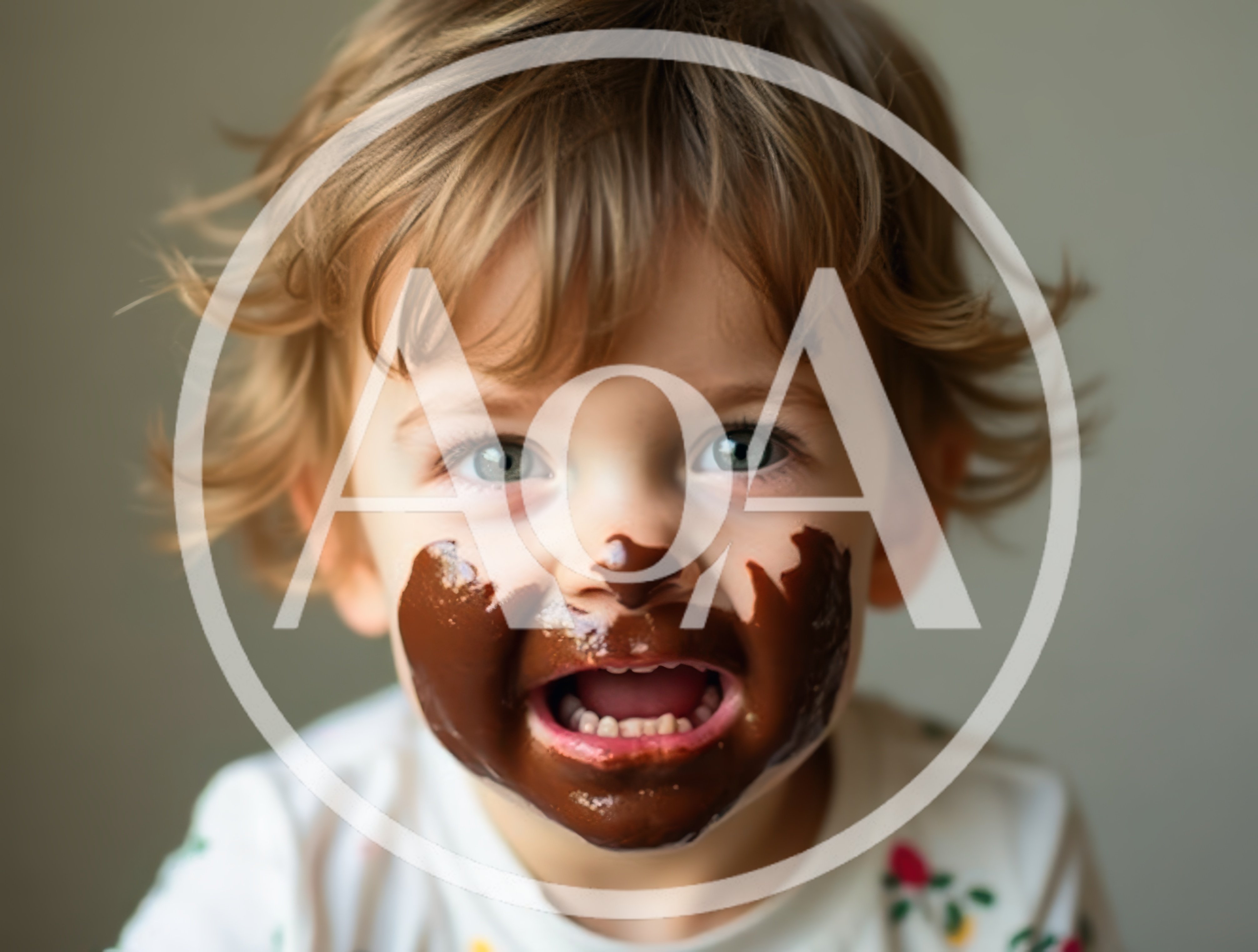 Toddler With Face Covered In Chocolate