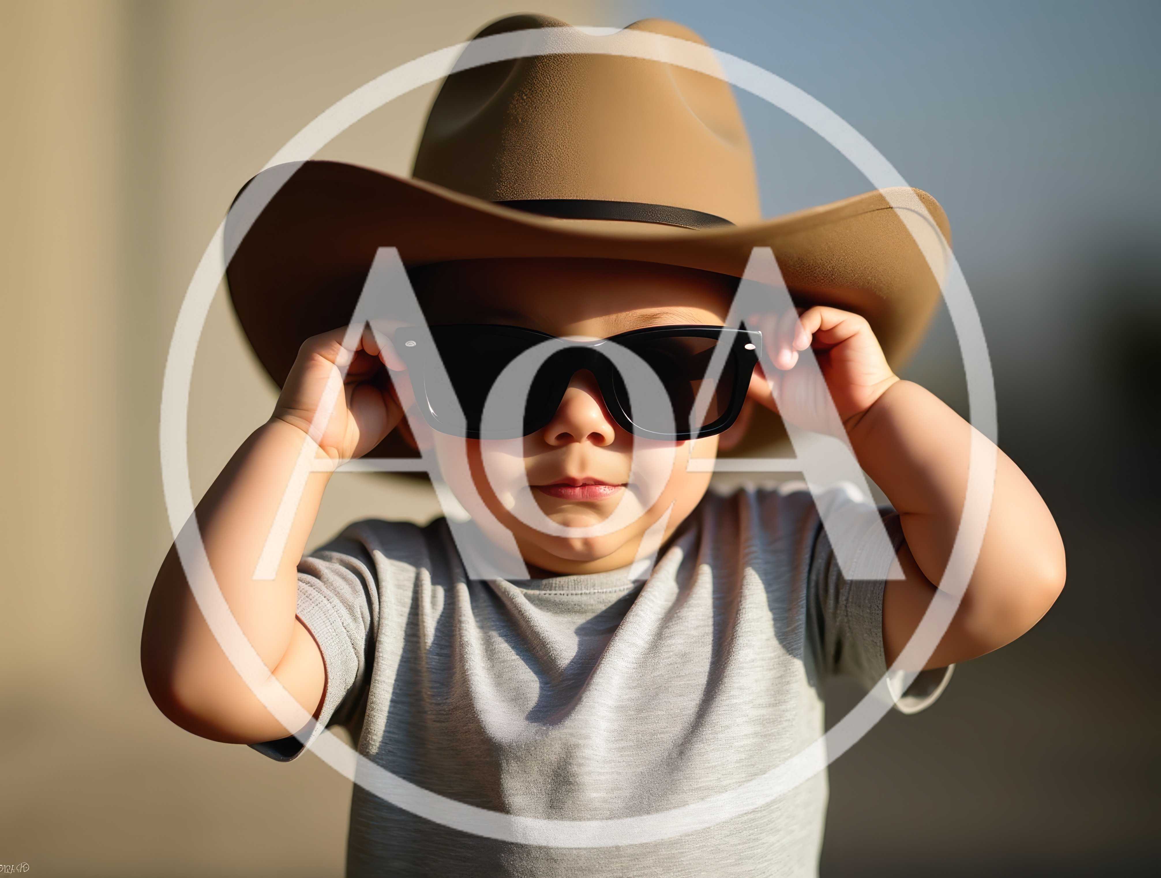 Toddler Wearing Cowboy Hat And Sunglasses