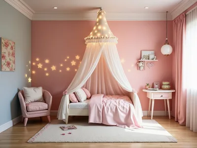 Cozy Pink Bedroom Interior For A Little Girl