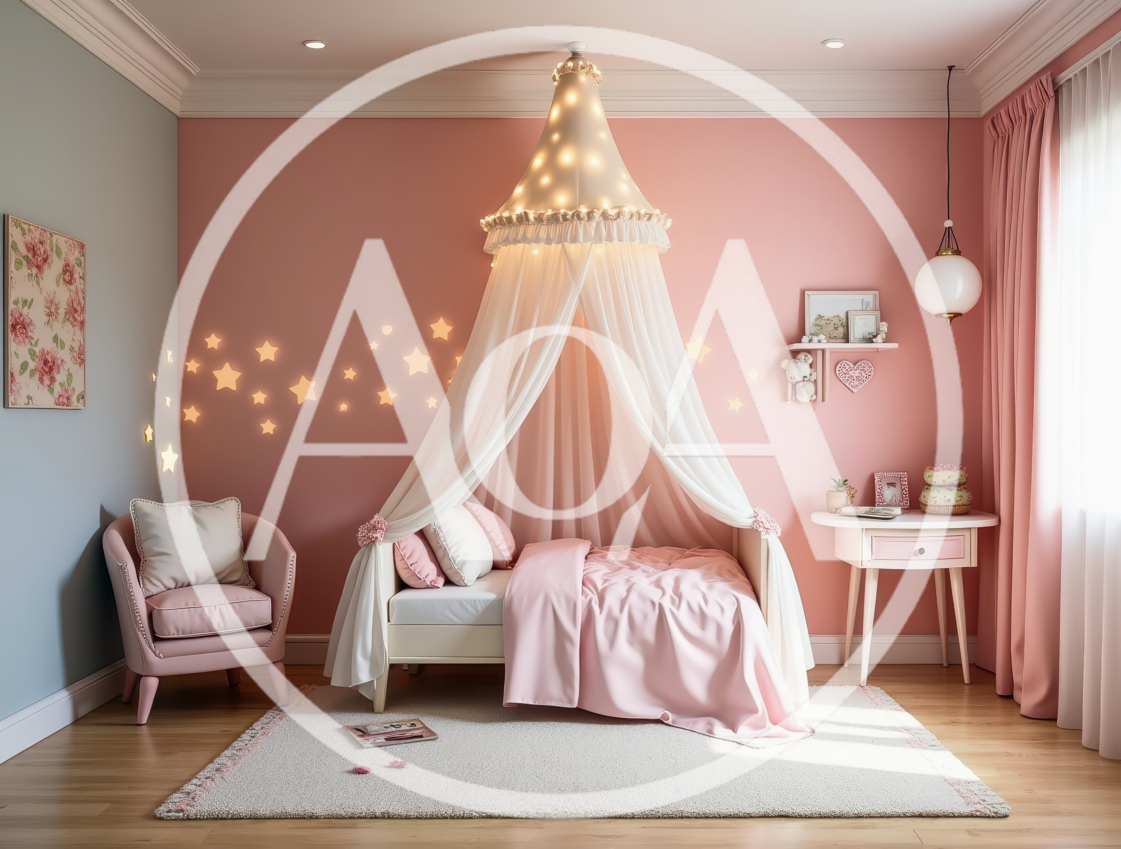 Cozy Pink Bedroom Interior For A Little Girl