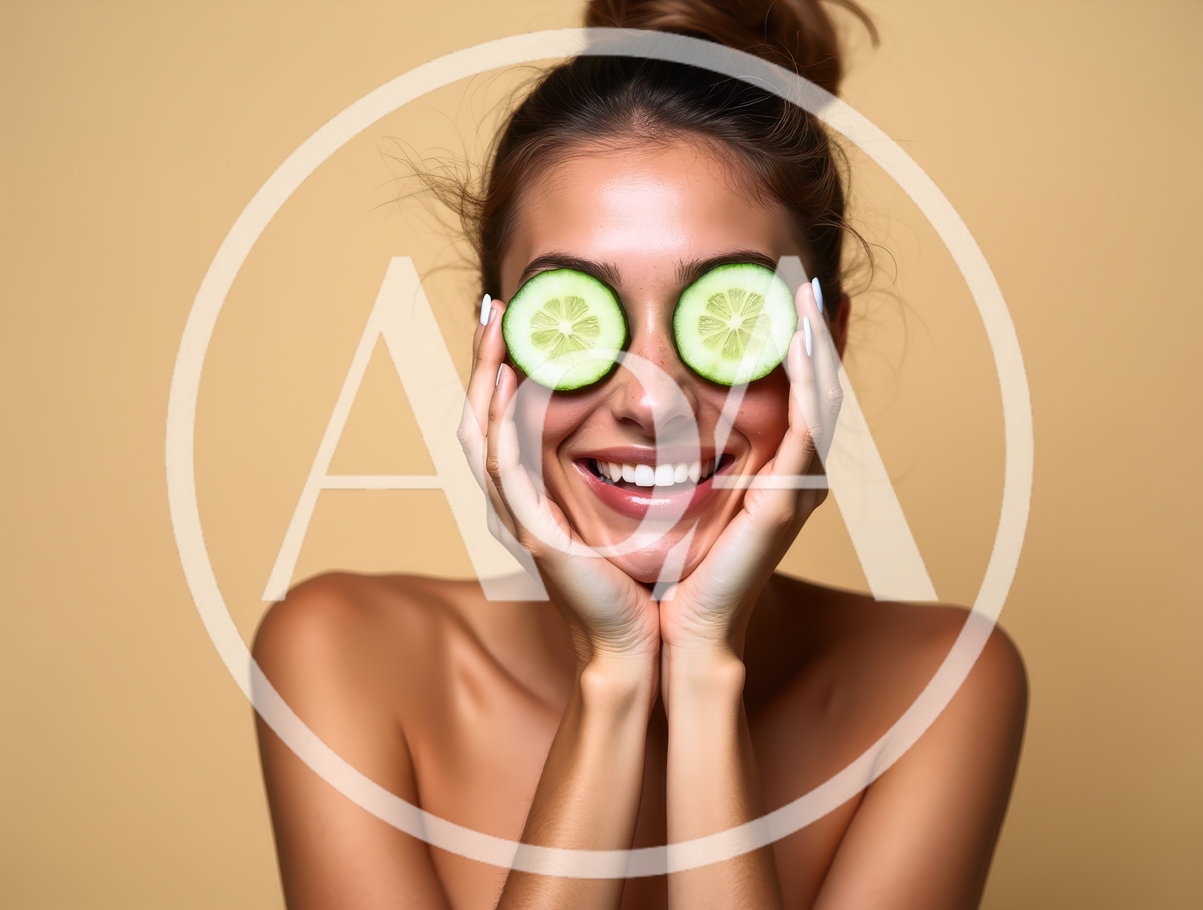 Young Woman With Cucumber Slices On Eyes