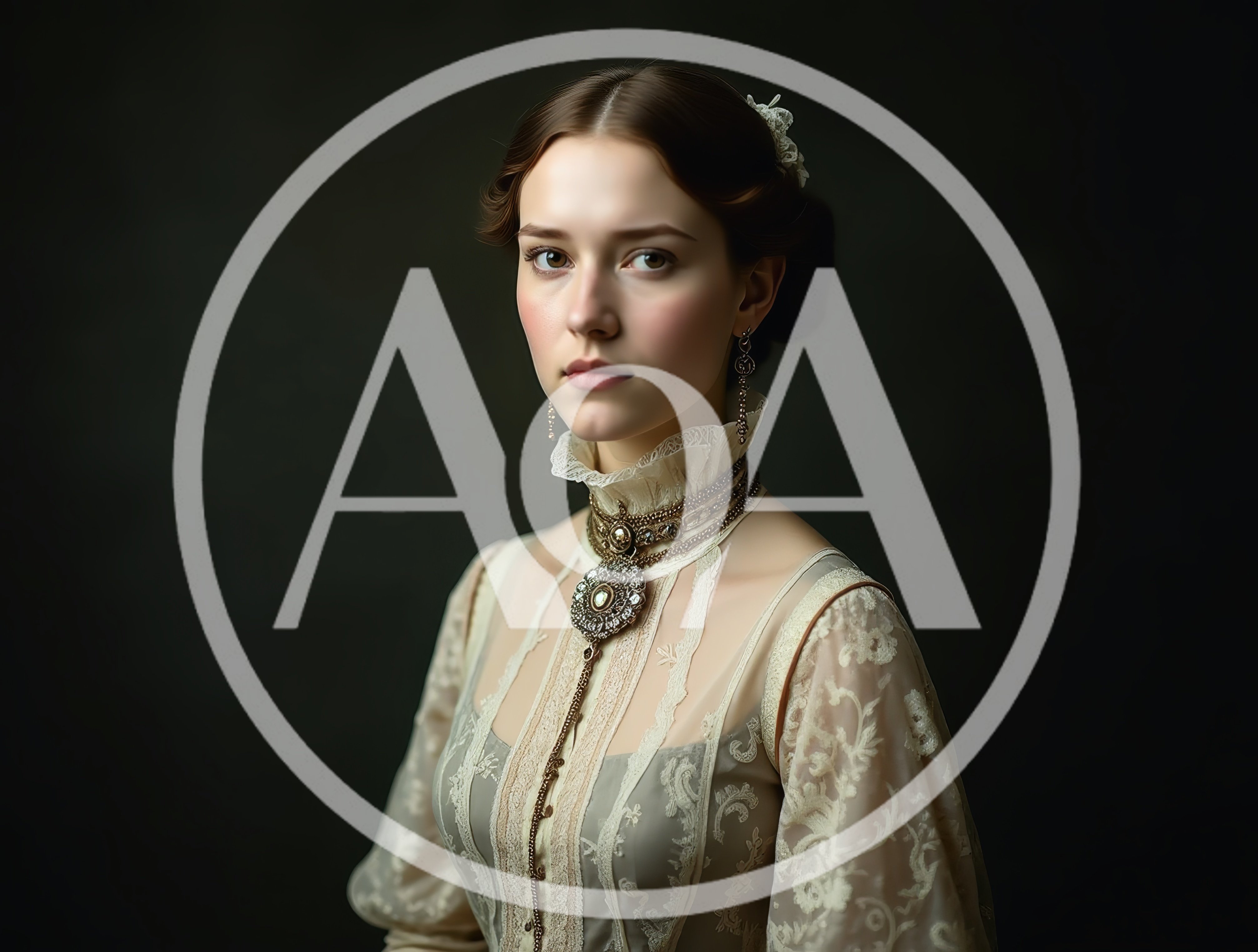 Portrait Of A Young Victorian Woman In Lace Dress