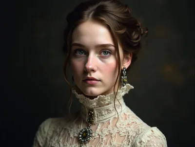 Portrait Of A Young Victorian Woman In Lace