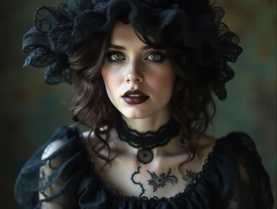 Portrait Of A Gothic Woman In Lace Hat