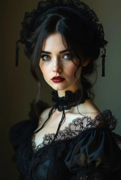 Portrait Of A Young Woman In Victorian Gothic Attire