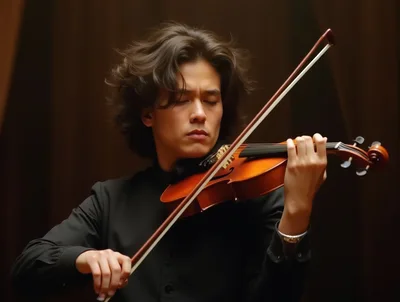Young Male Violinist Performing On Stage