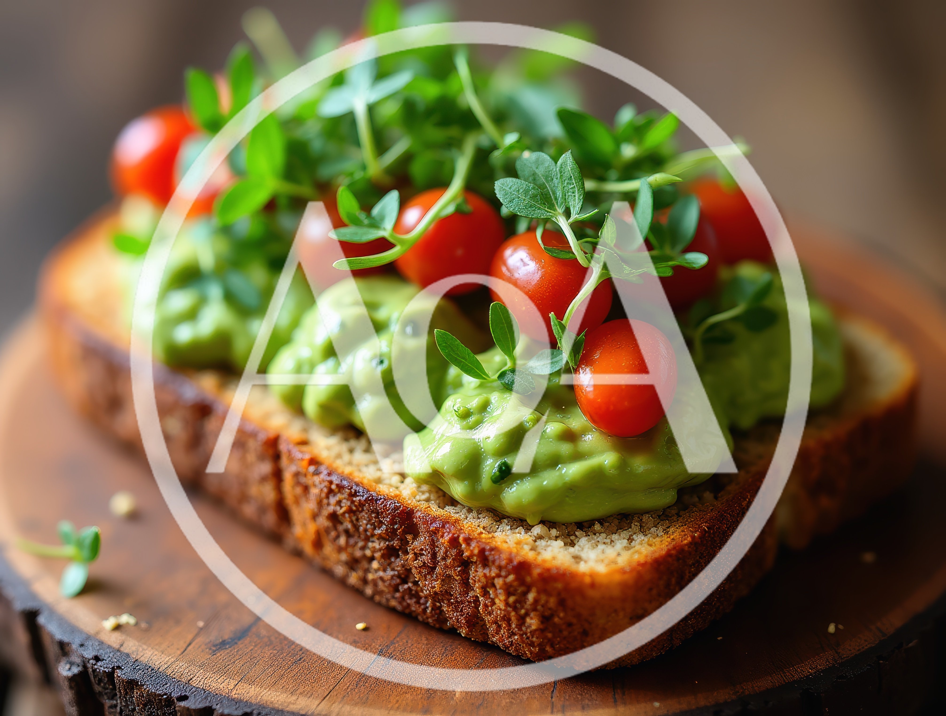 Avocado Toast Topped With Cherry Tomatoes And Microgreens