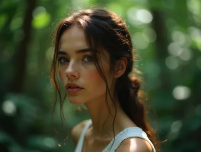 Portrait Of A Young Woman In A Forest