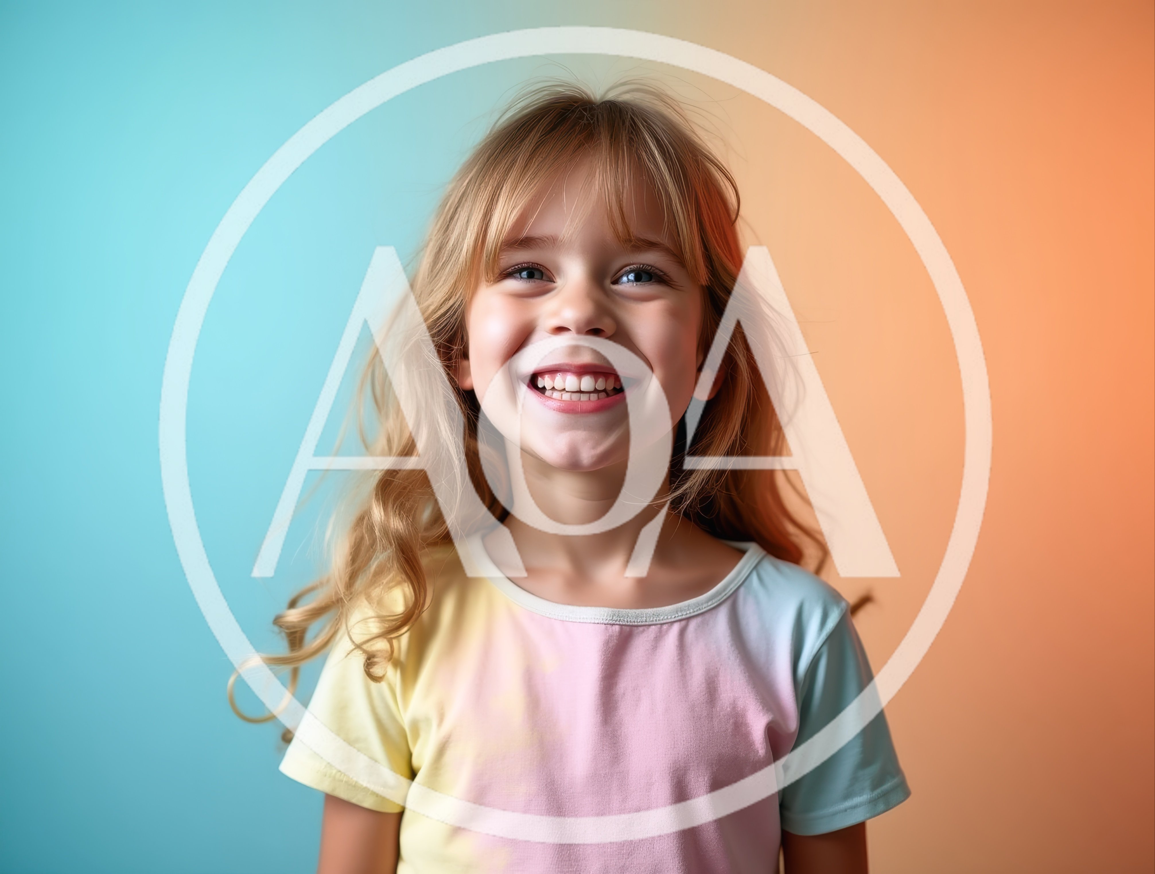 Happy Young Girl Smiling Against Two Tone Background