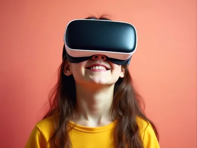 Young Girl Wearing Virtual Reality Headset
