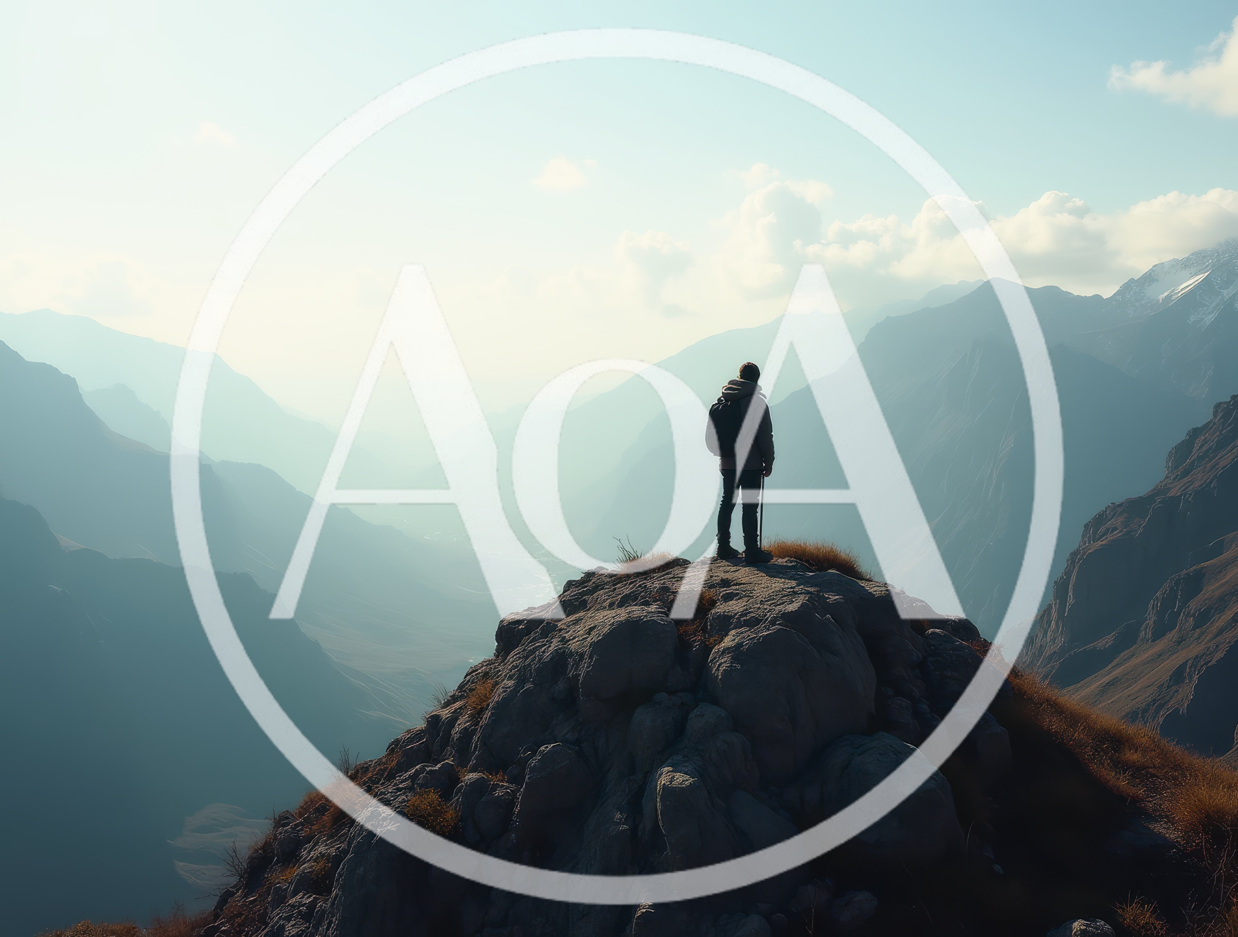 Hiker Standing On A Rocky Mountain Peak