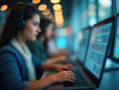 Customer Support Representative Working In A Modern Office
