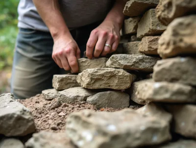 Person Building A Dry Stone Wall