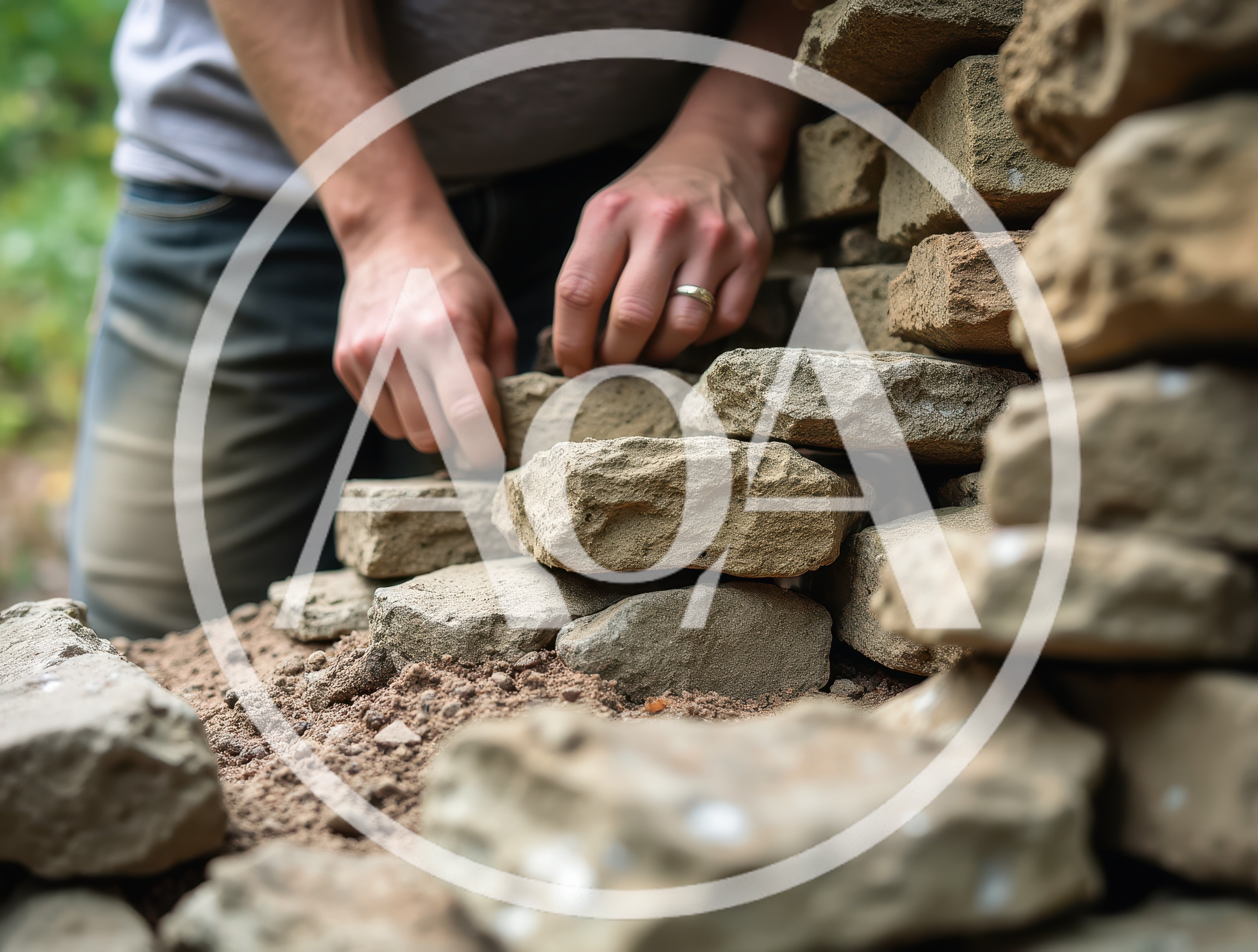 Person Building A Dry Stone Wall
