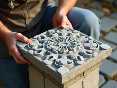 Craftsman Installing Decorative Concrete Stone Tile