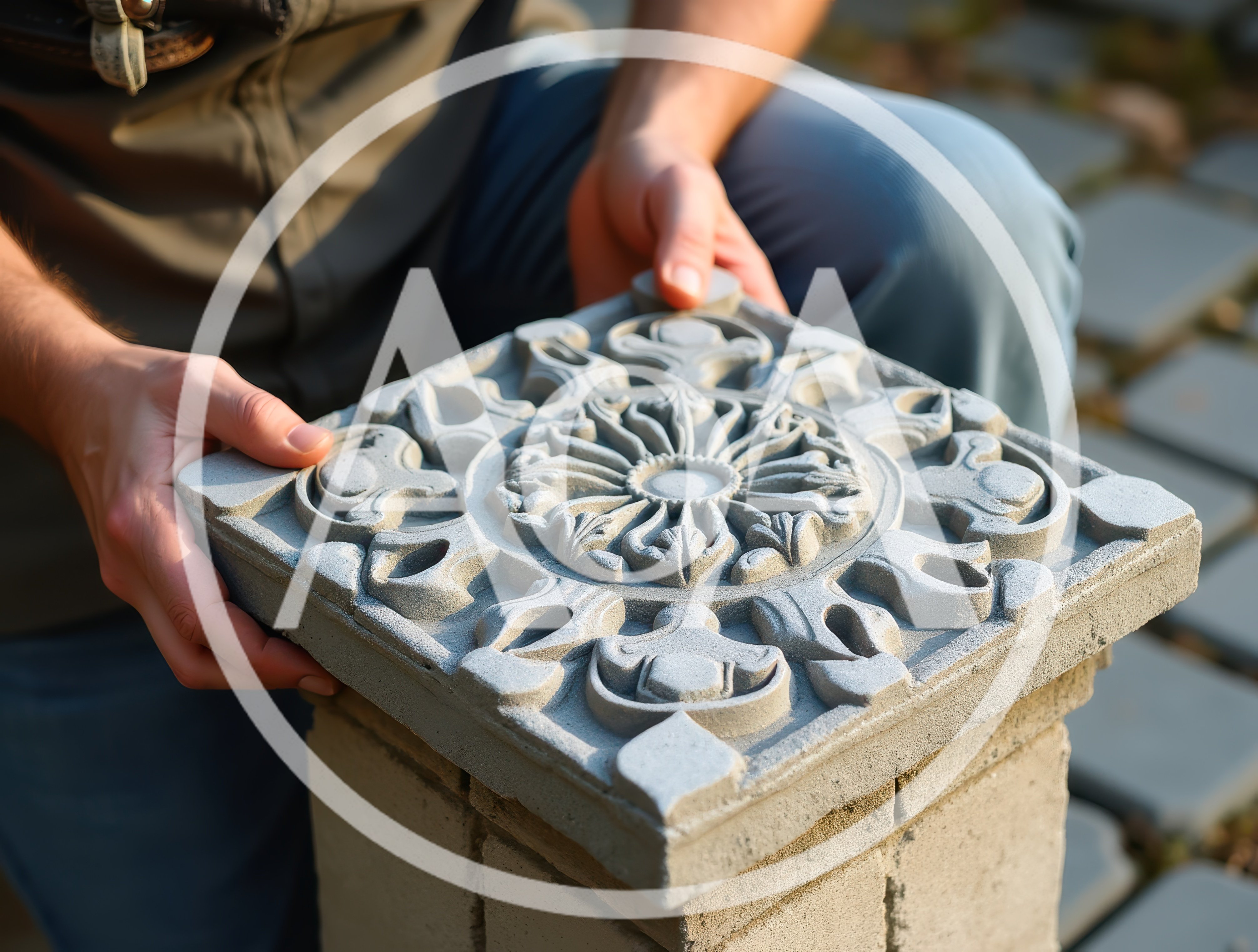 Craftsman Installing Decorative Concrete Stone Tile