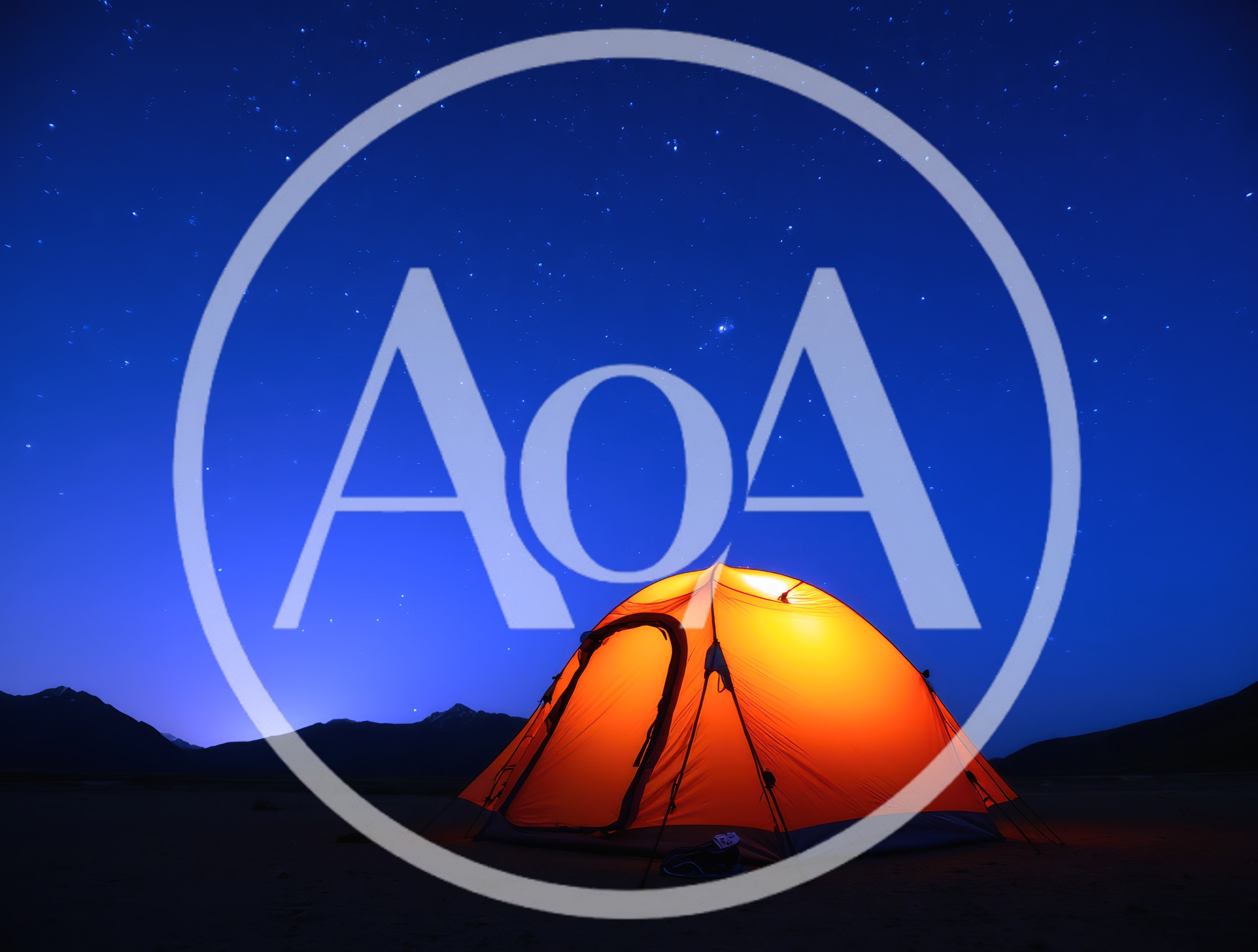 Illuminated Orange Camping Tent Under Starry Night Sky