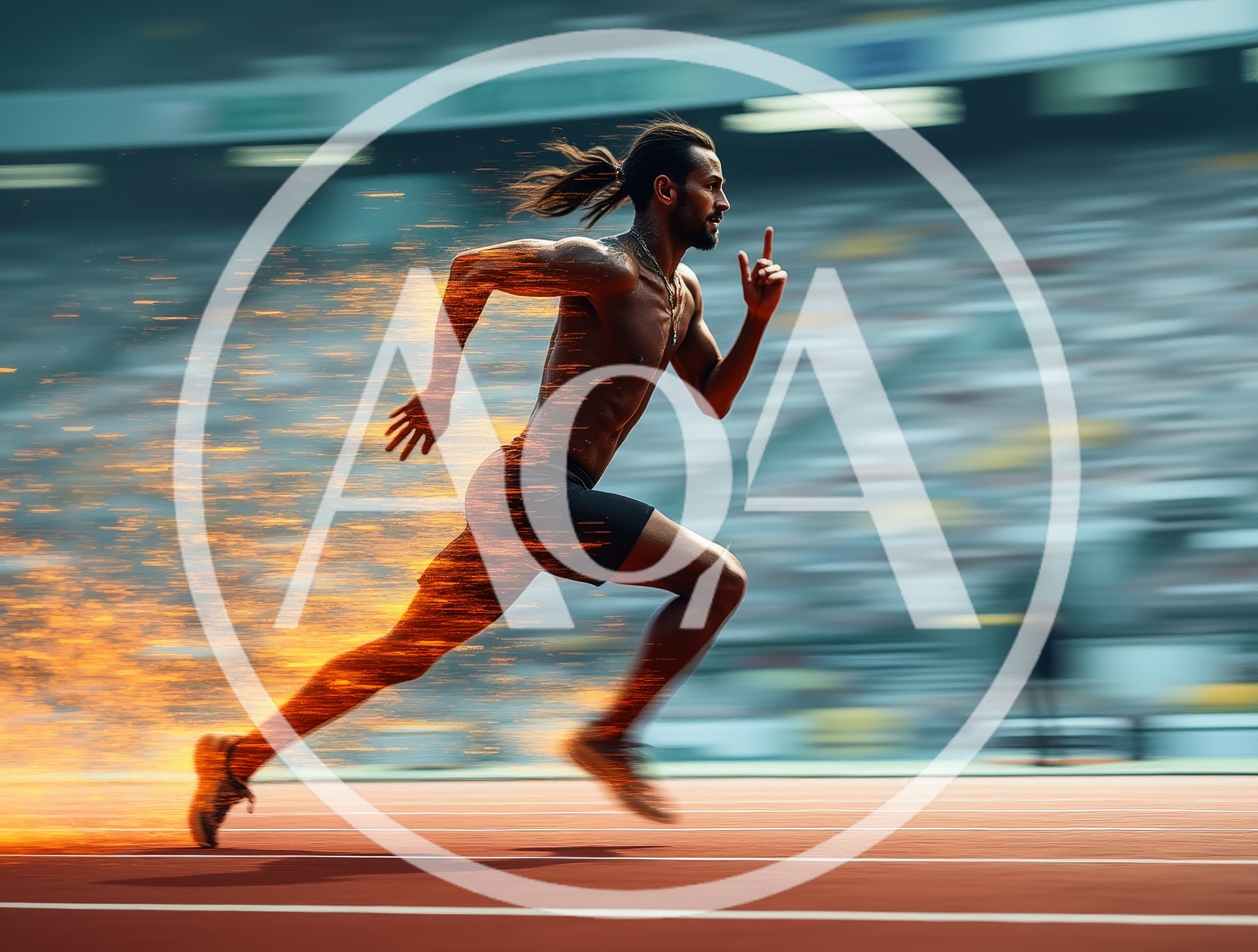 Male Sprinter Running With Fiery Motion Blur Effect