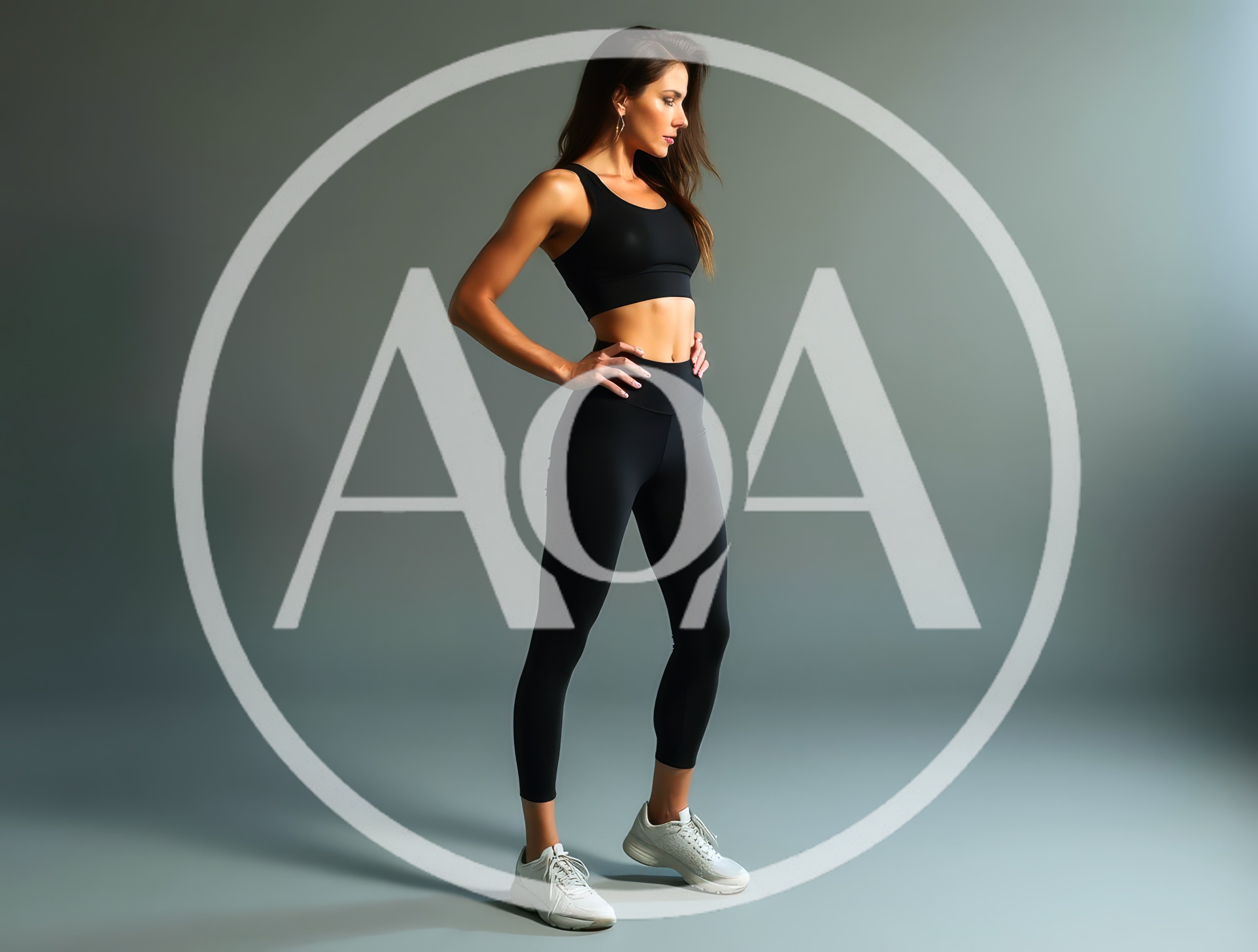 Fit Woman Posing In Black Sportswear