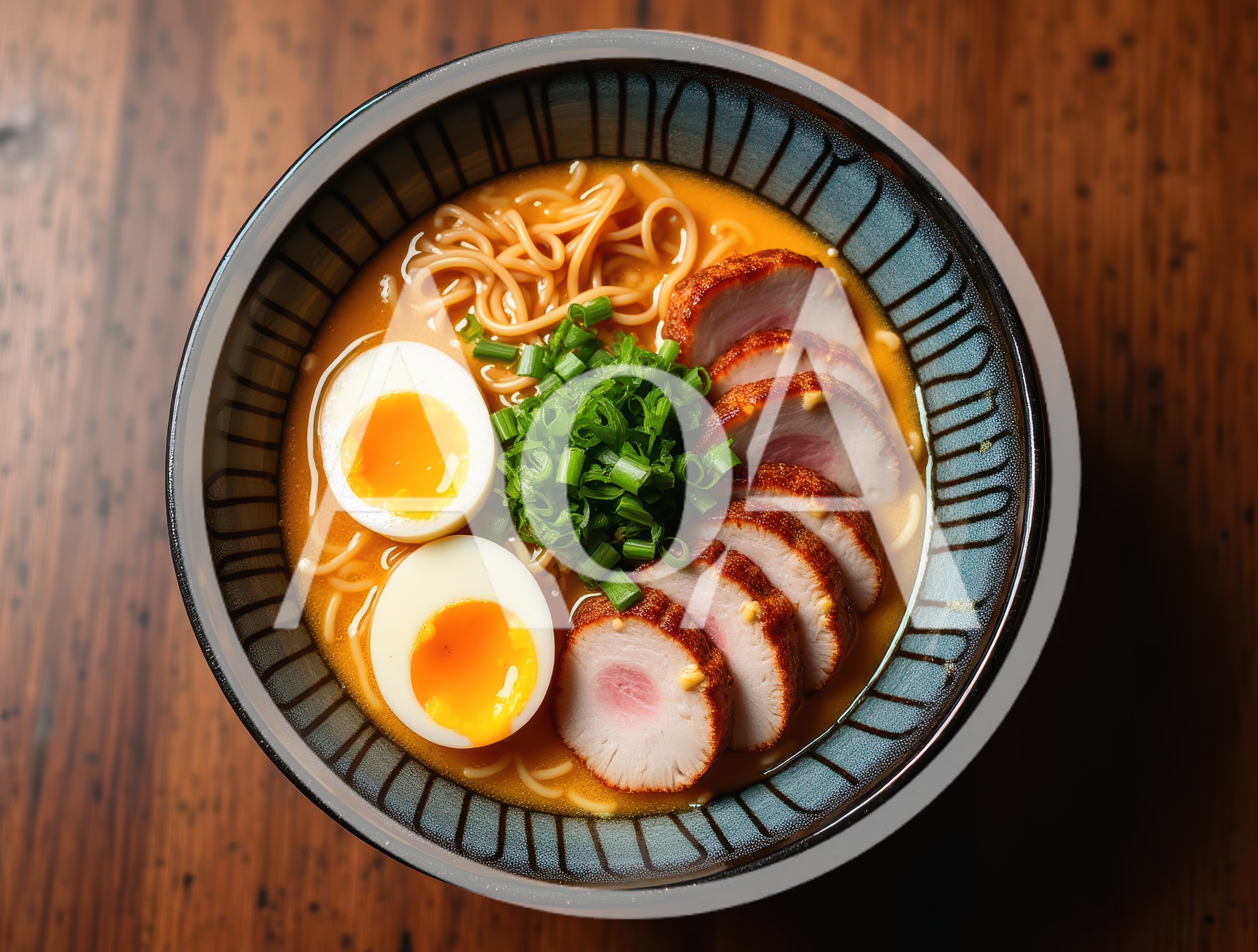 Bowl Of Ramen With Pork And Soft Boiled Eggs