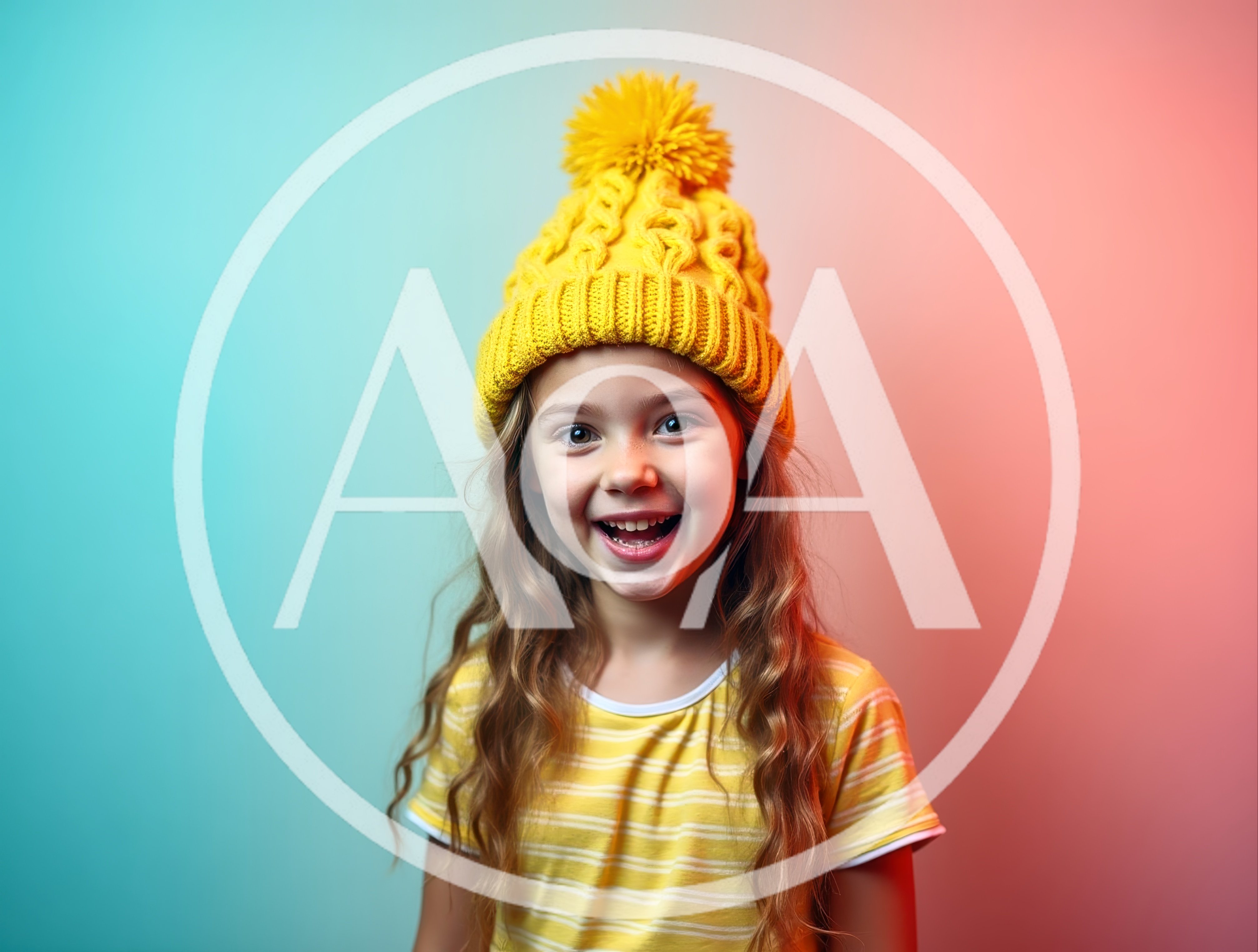 Happy Young Girl Wearing Yellow Winter Hat