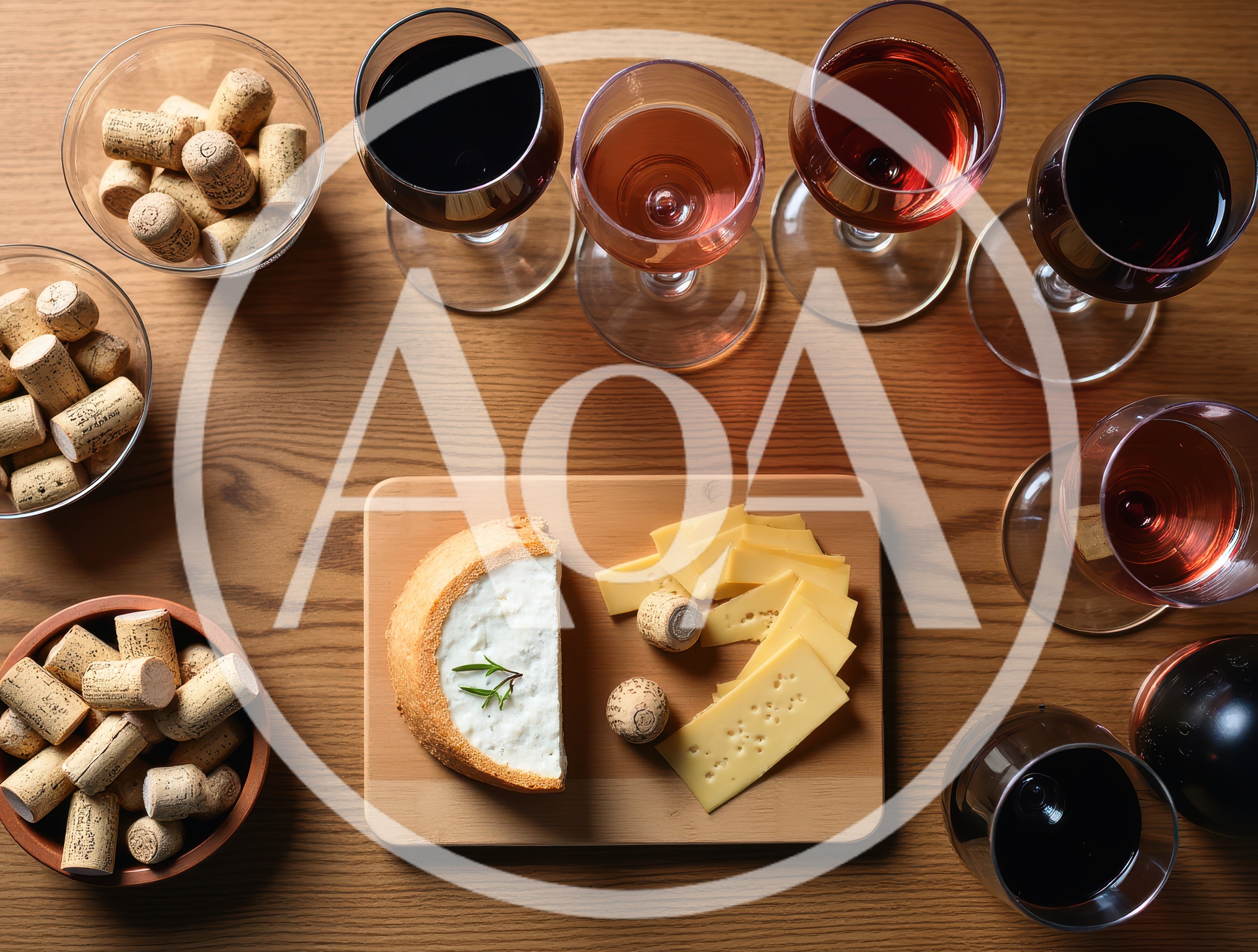Wine Tasting Flight With Cheese And Corks