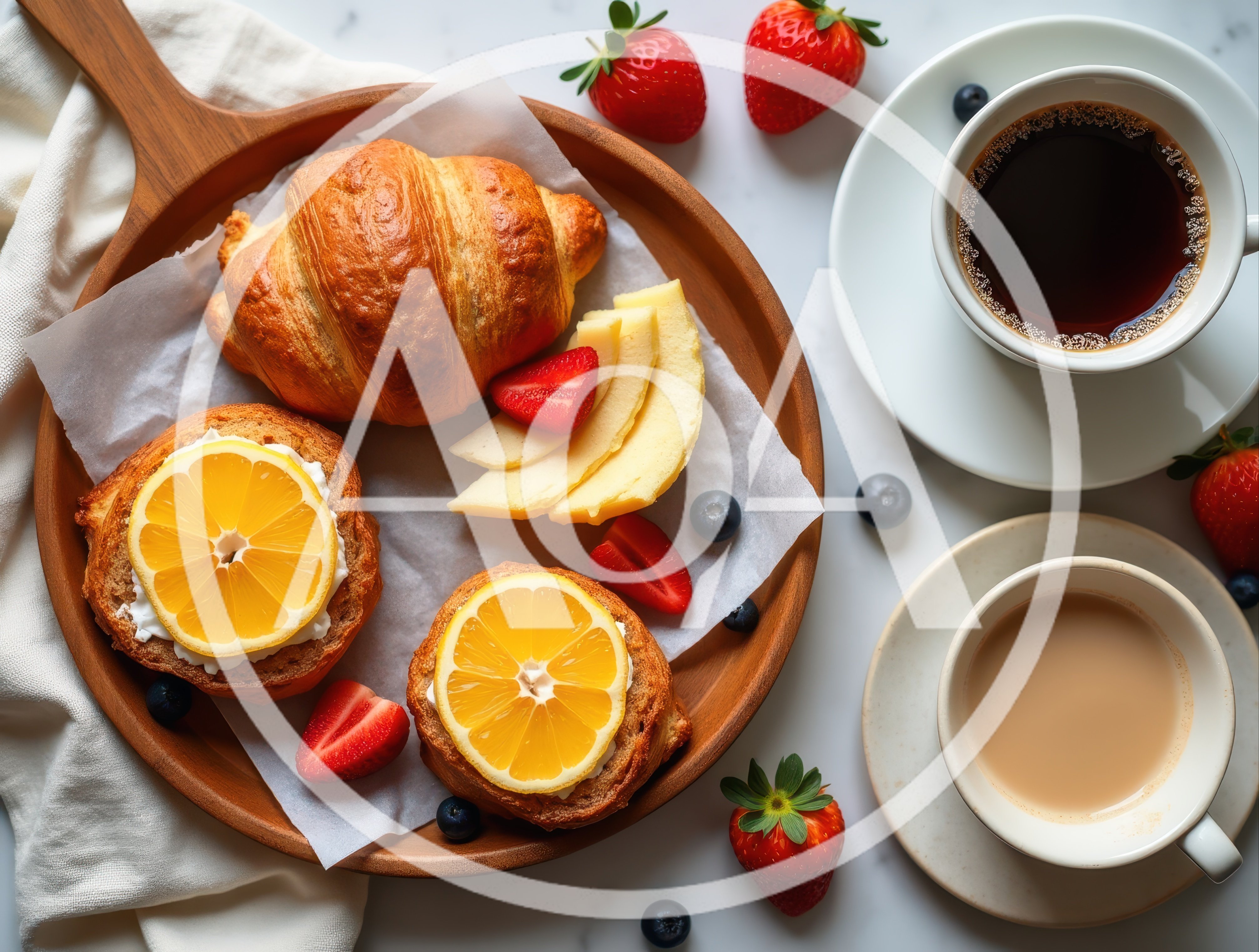 Breakfast Platter With Croissant And Lemon Toasts