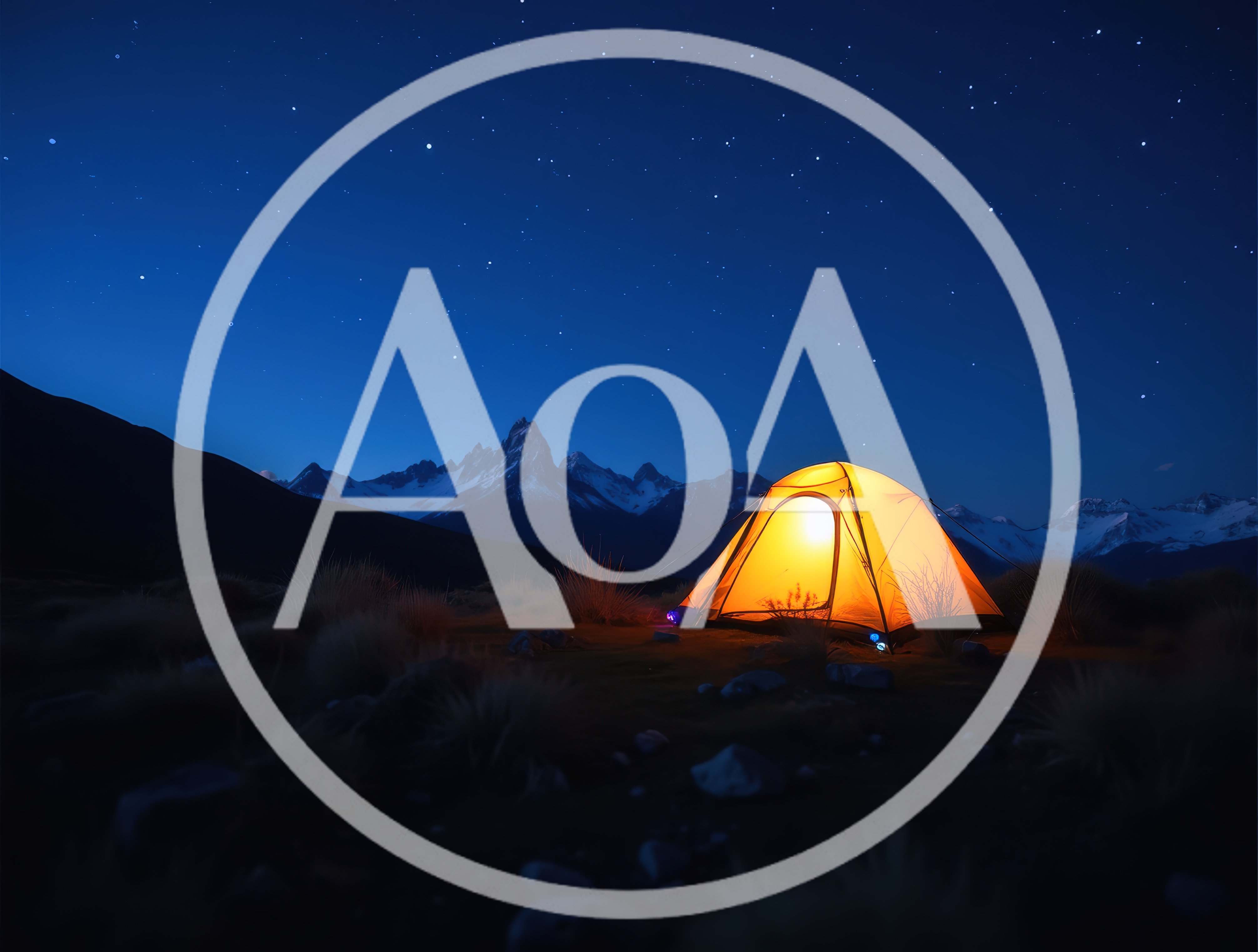 Illuminated Camping Tent Under Starry Mountain Night Sky