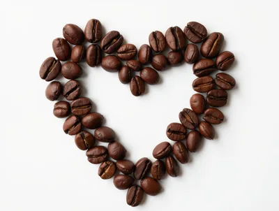 Heart Shape Made Of Roasted Coffee Beans