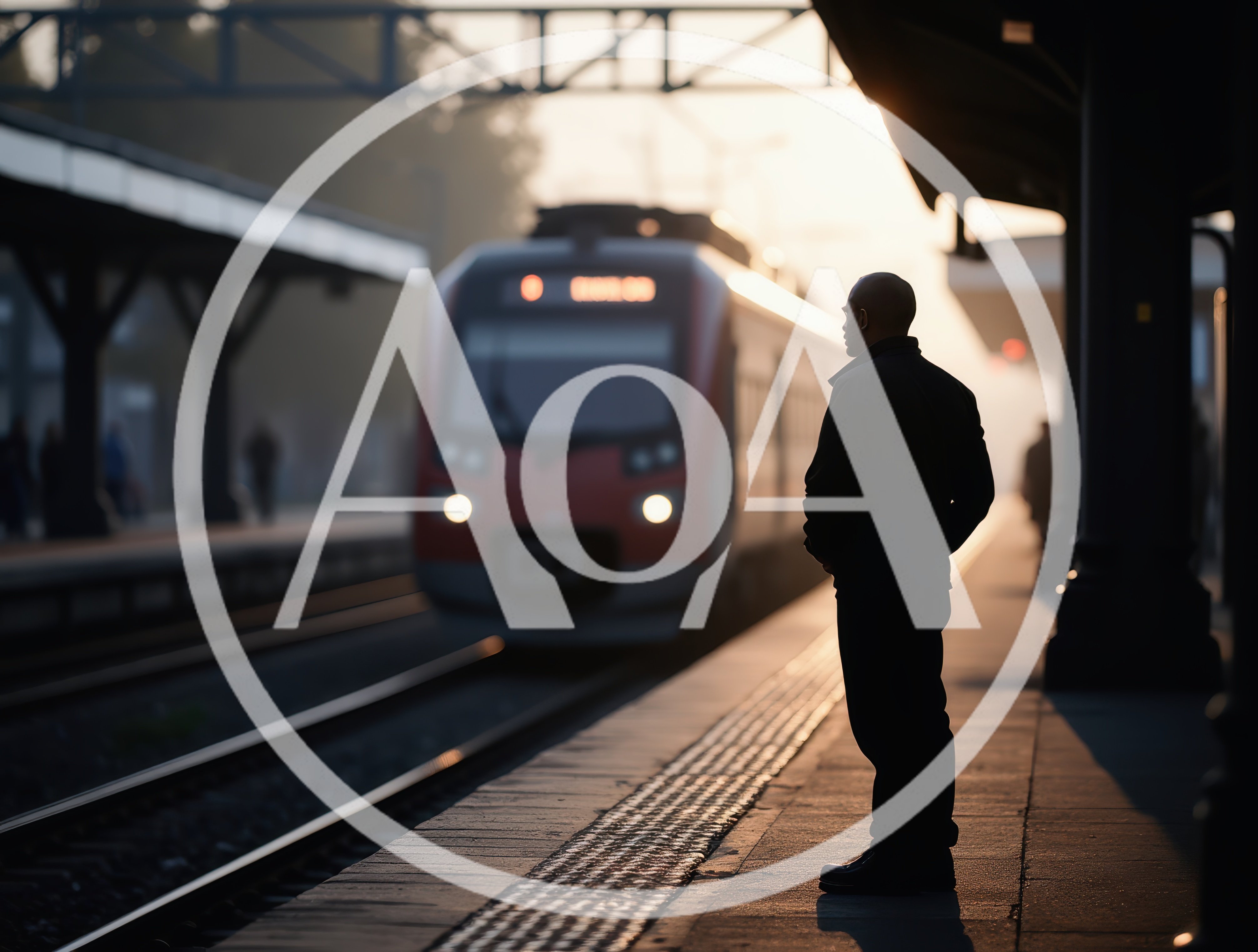 Man Standing Alone on a Train Station Platform