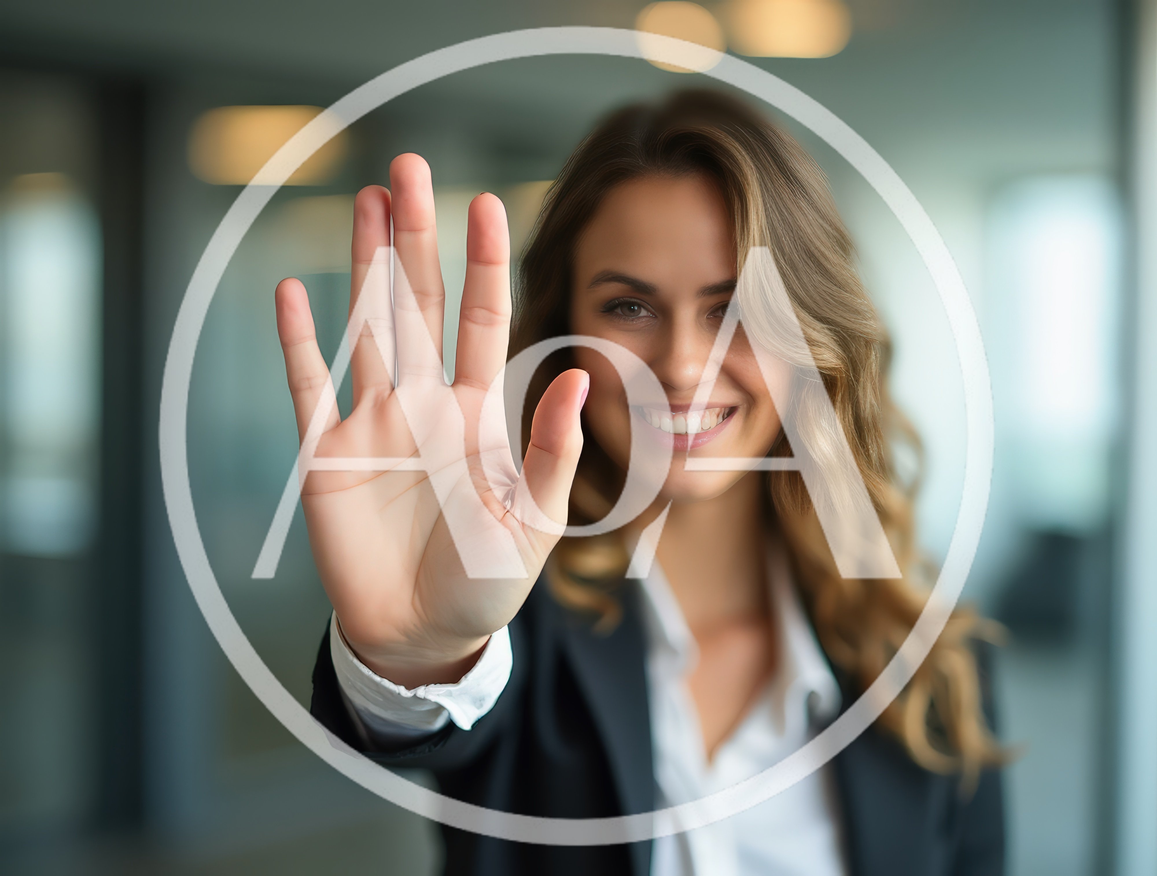 Businesswoman Holding Up Hand In Stop Gesture