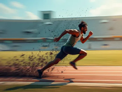 Professional Male Sprinter Running on Track