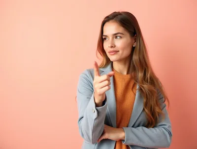 Young Woman Pointing Finger Against Pink Background