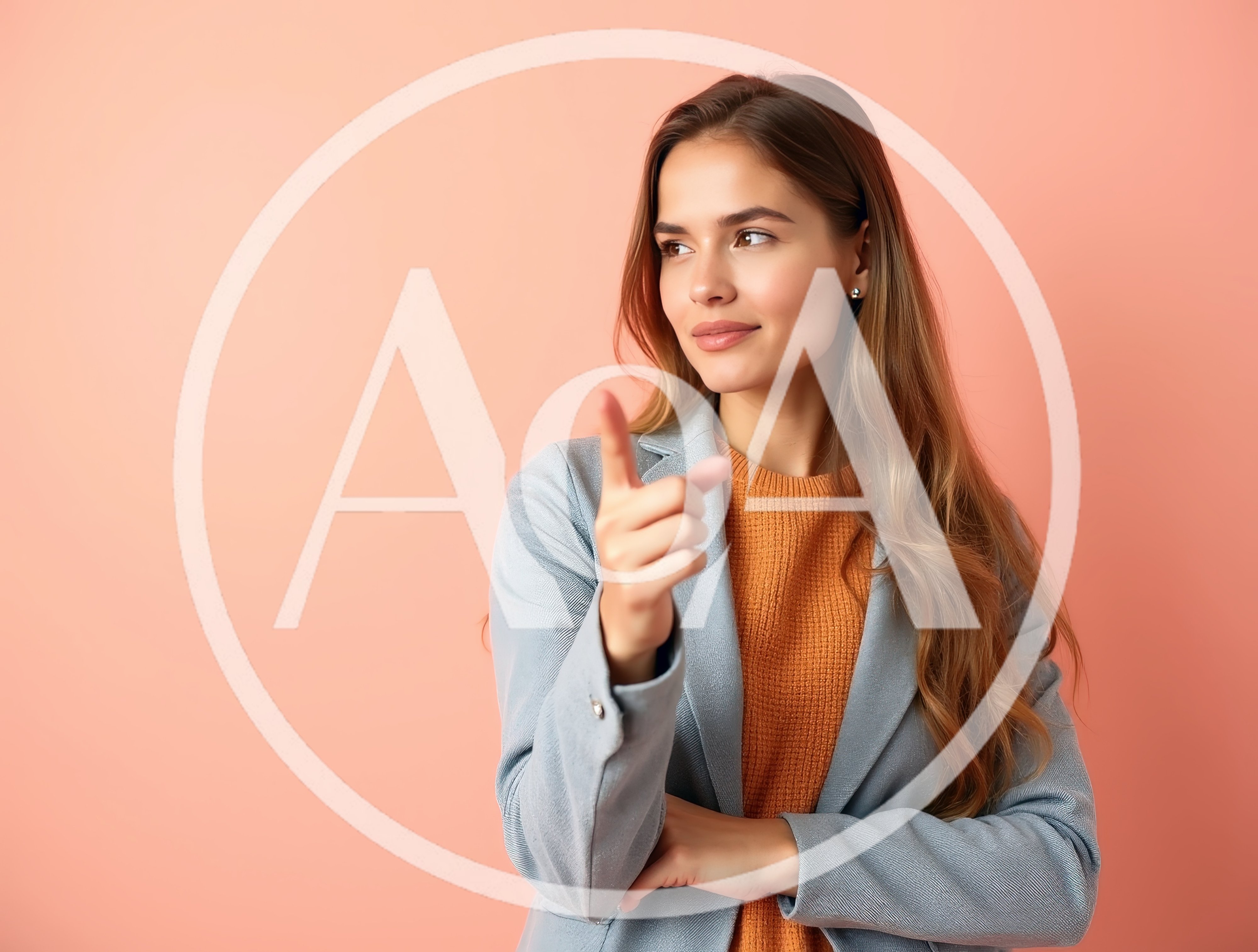 Young Woman Pointing Finger Against Pink Background