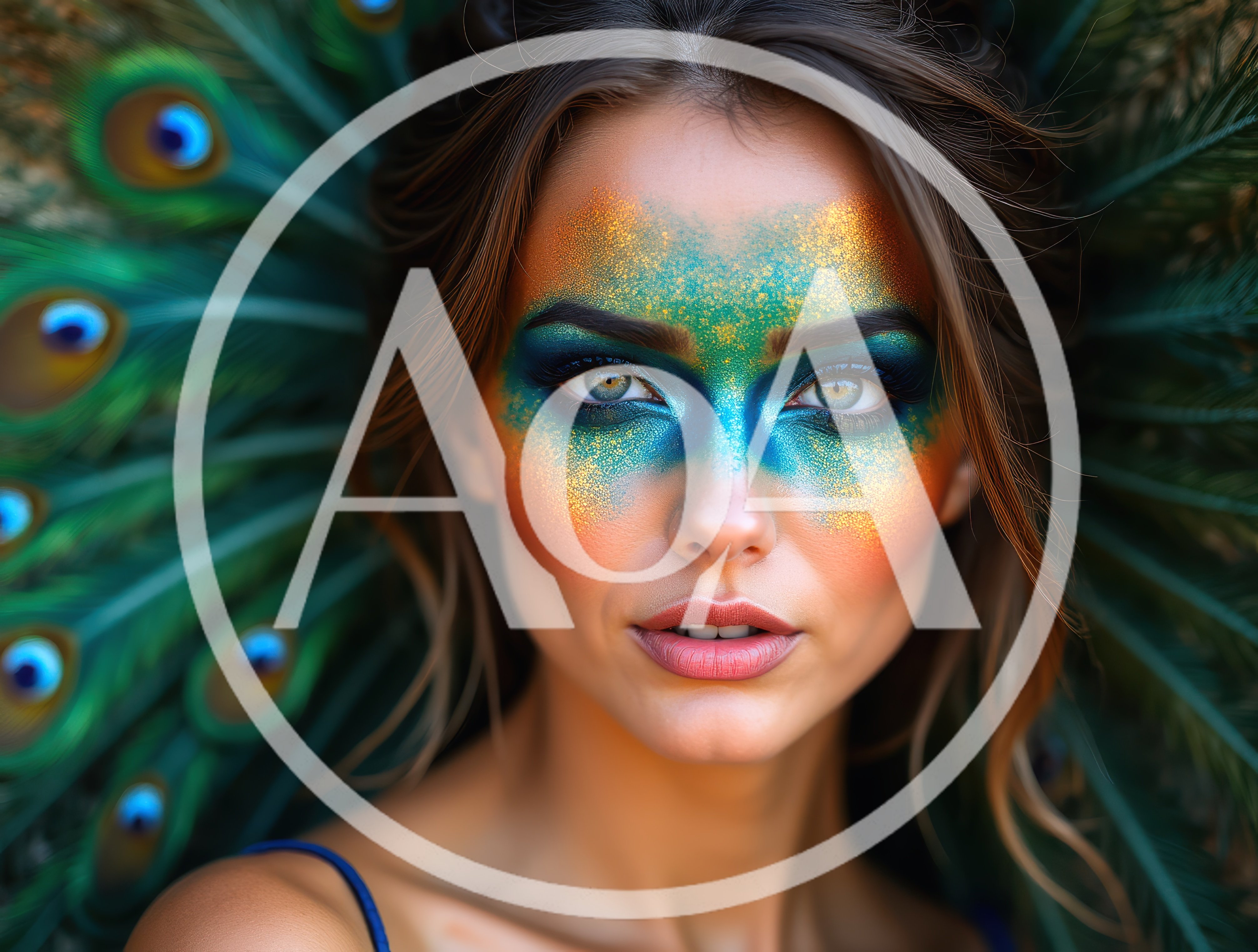 Portrait Of A Woman With Peacock Inspired Makeup