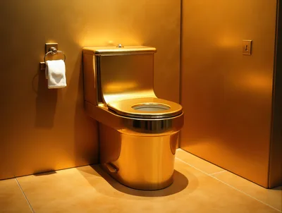 Luxurious Golden Toilet in Modern Minimalist Bathroom