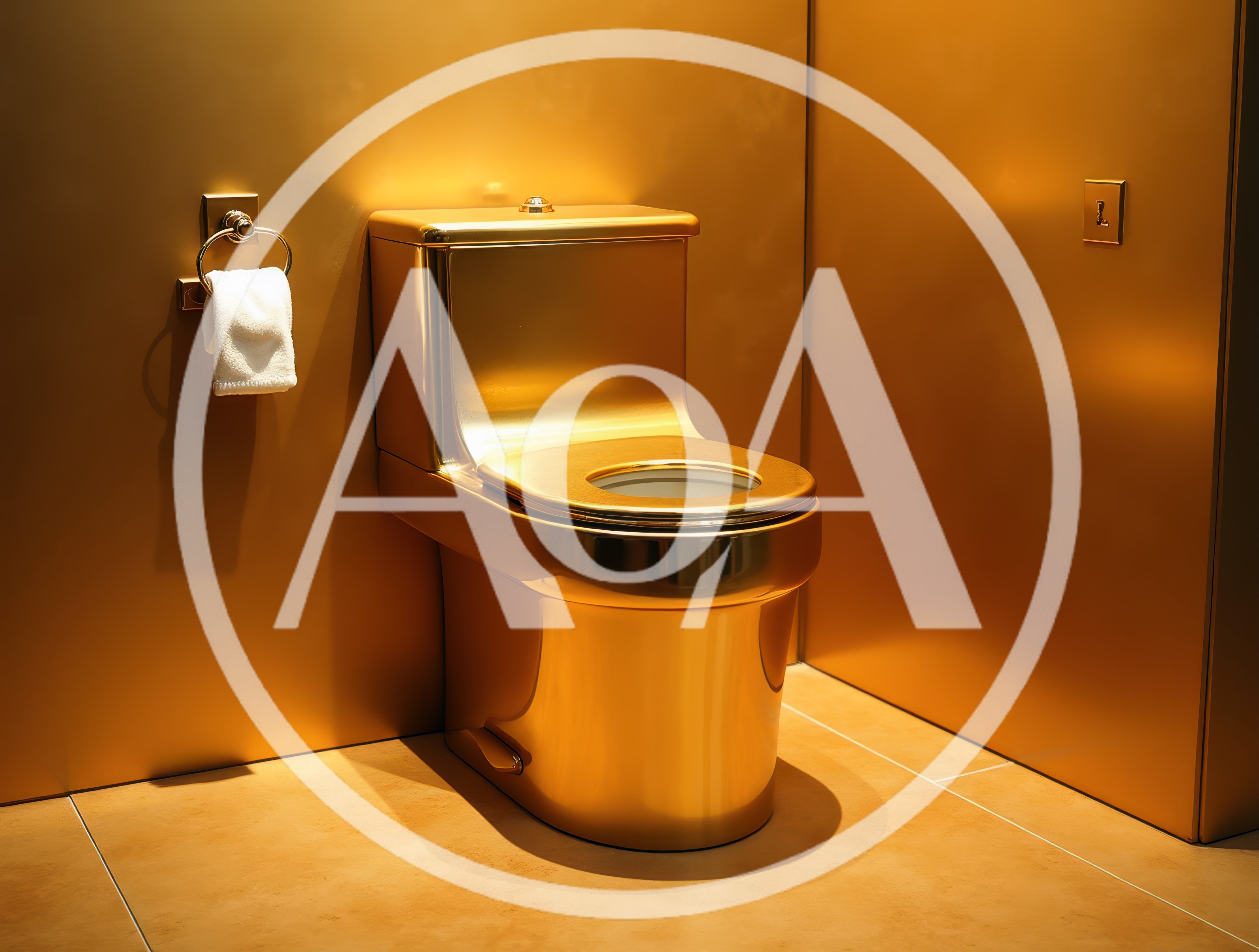 Luxurious Golden Toilet in Modern Minimalist Bathroom
