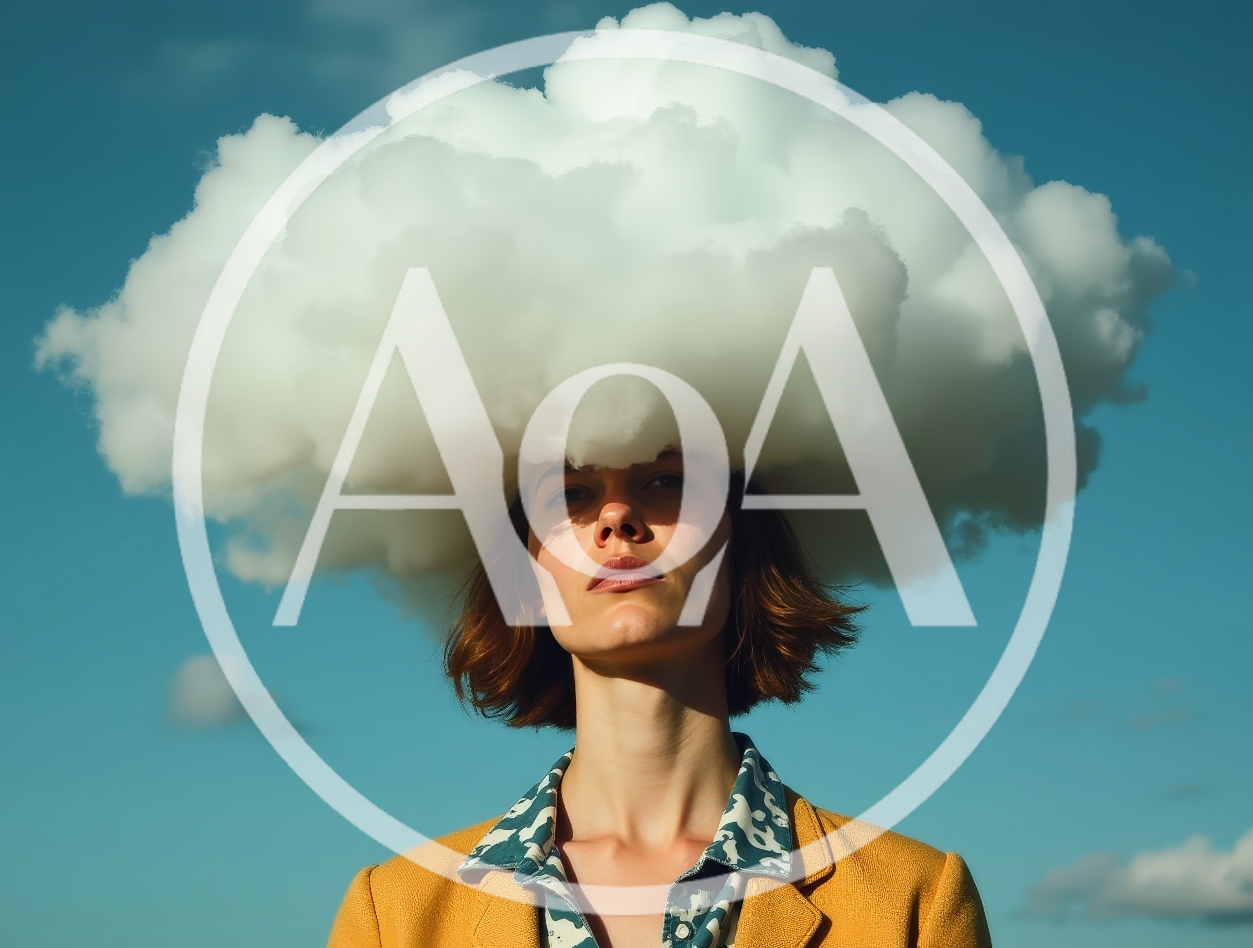 Surreal Portrait Of A Woman With A Cloud Head
