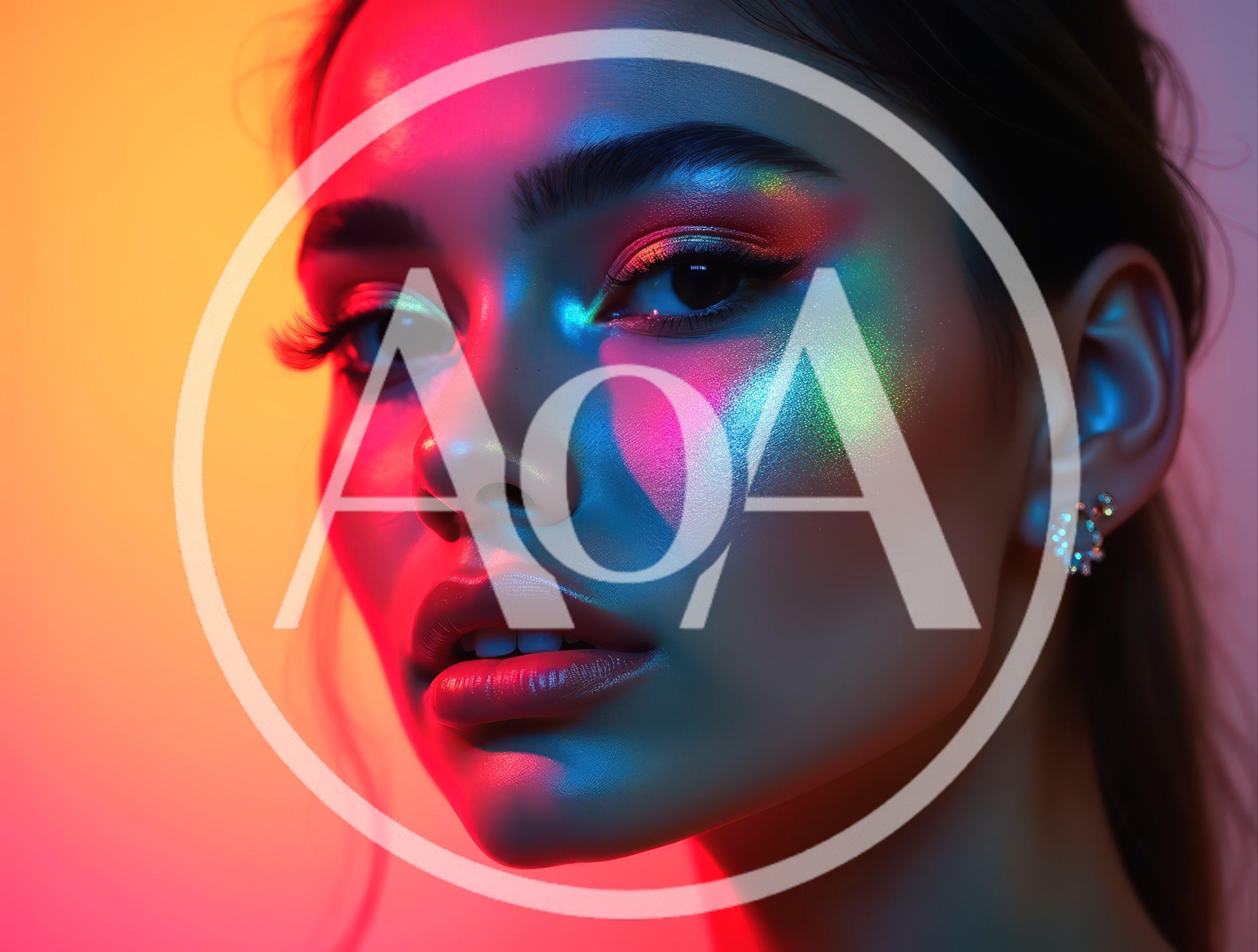 Portrait Of A Woman With Neon Makeup