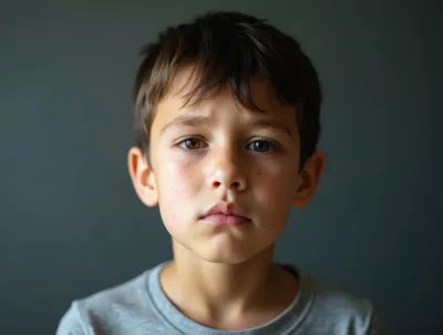 Portrait Of A Sad Young Boy
